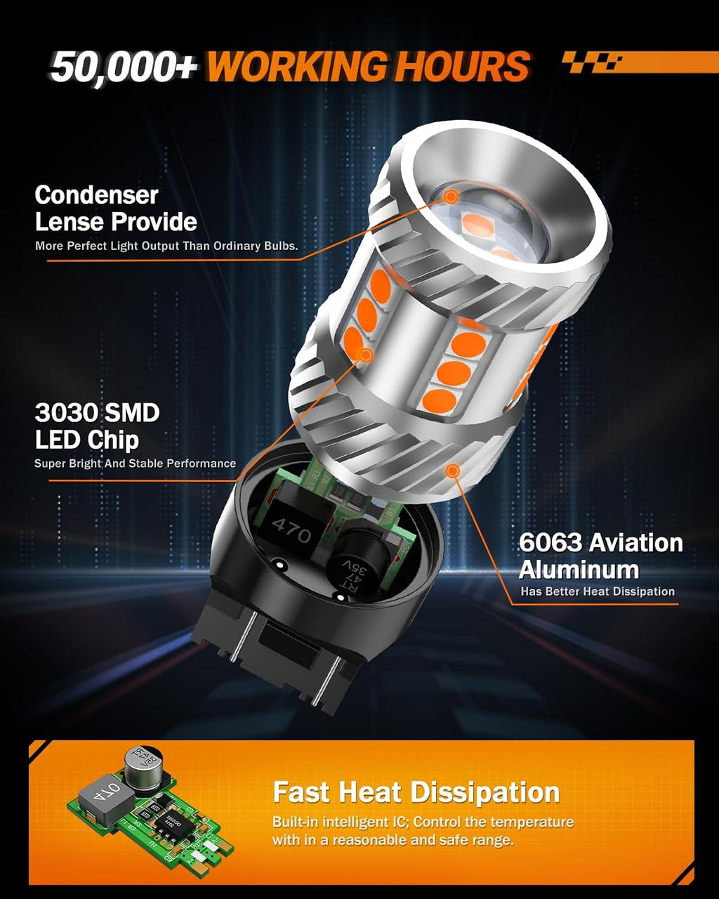 SEALIGHT 7443 Bombilla LED para Señal de Giro 7444NA 7441 7444 T20...