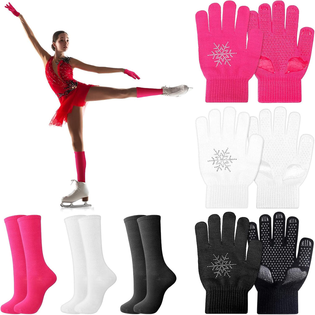 Hicarer Juego de 6 pares de guantes de patinaje artístico, calcetin...