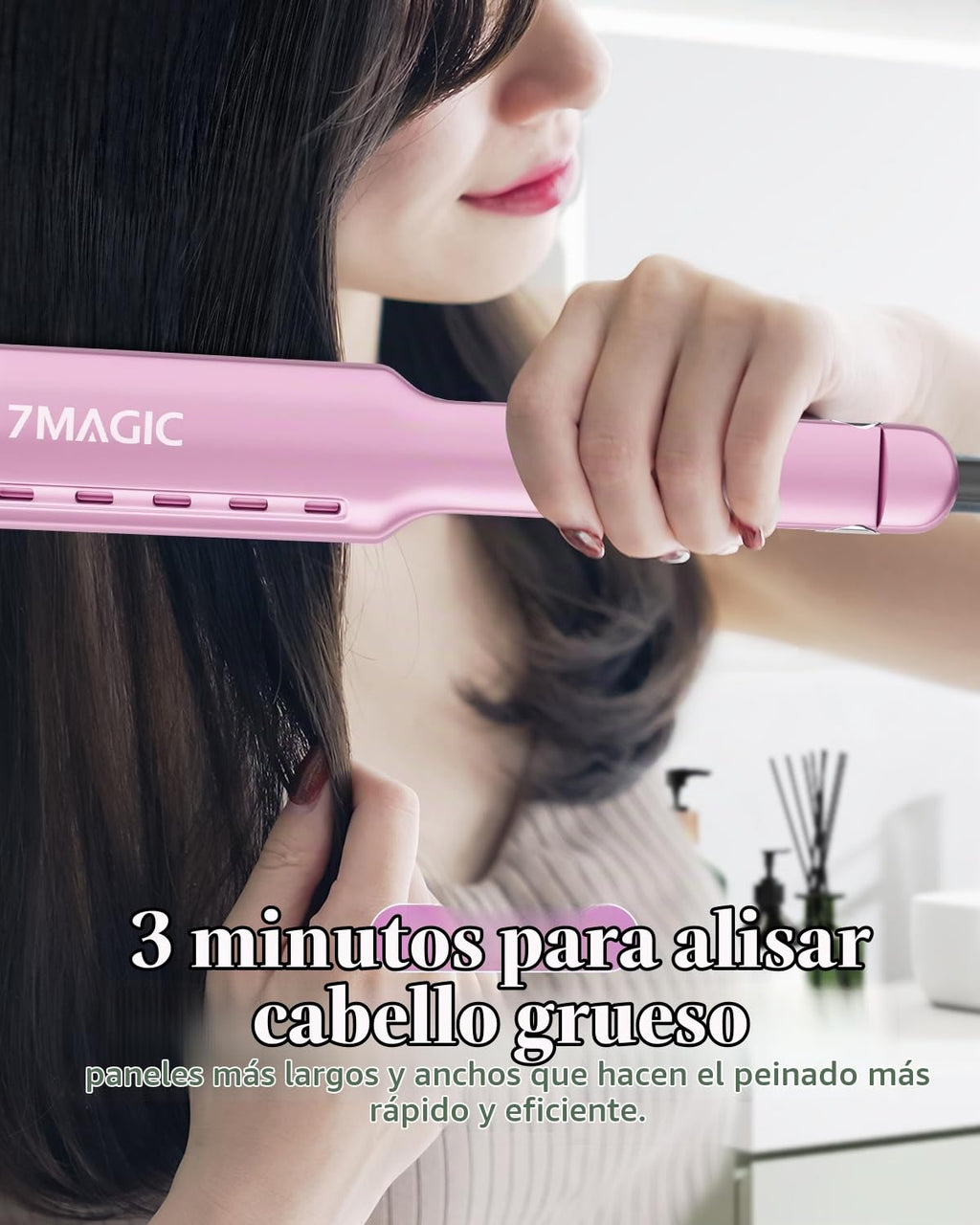 7MAGIC Alisadora de Cabello Nano Titanio, Plancha Plana de 1.7"...