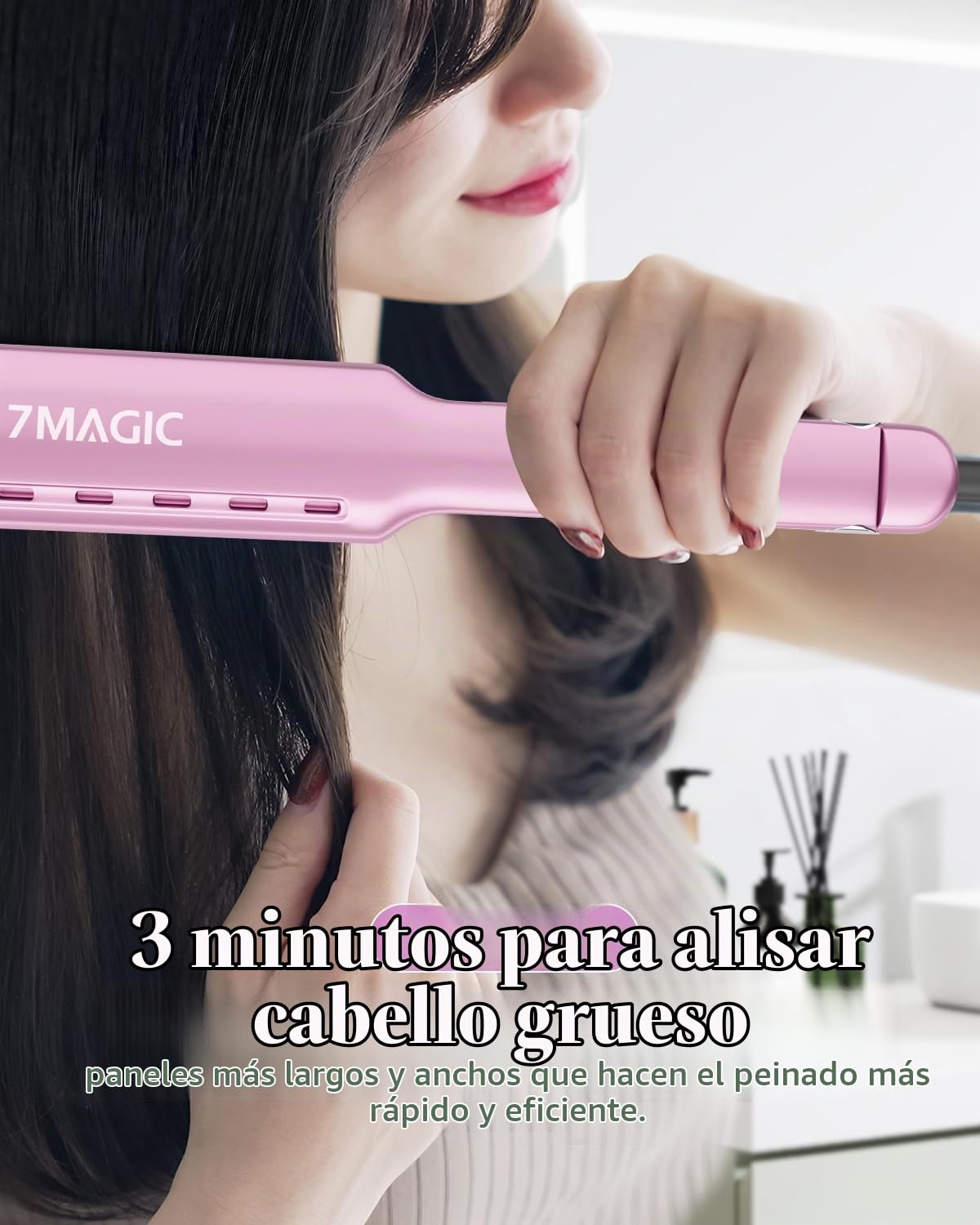 7MAGIC Alisadora de Cabello Nano Titanio, Plancha Plana de 1.7"...