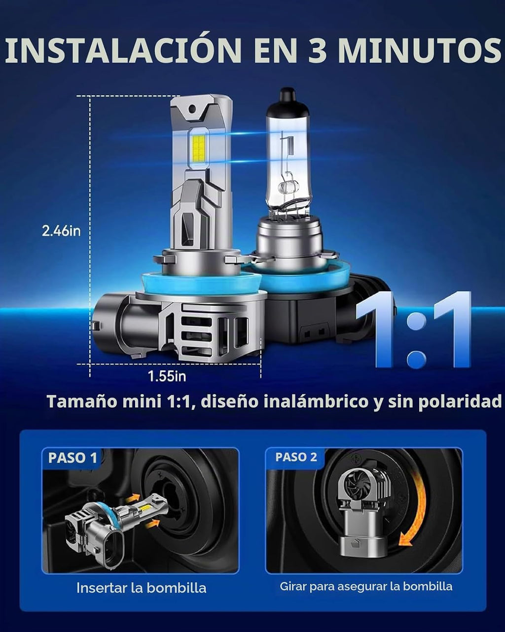 Laxmas 2025 Super Brightness 9005 H11 Bombilla Combo, 56,000 lm de...