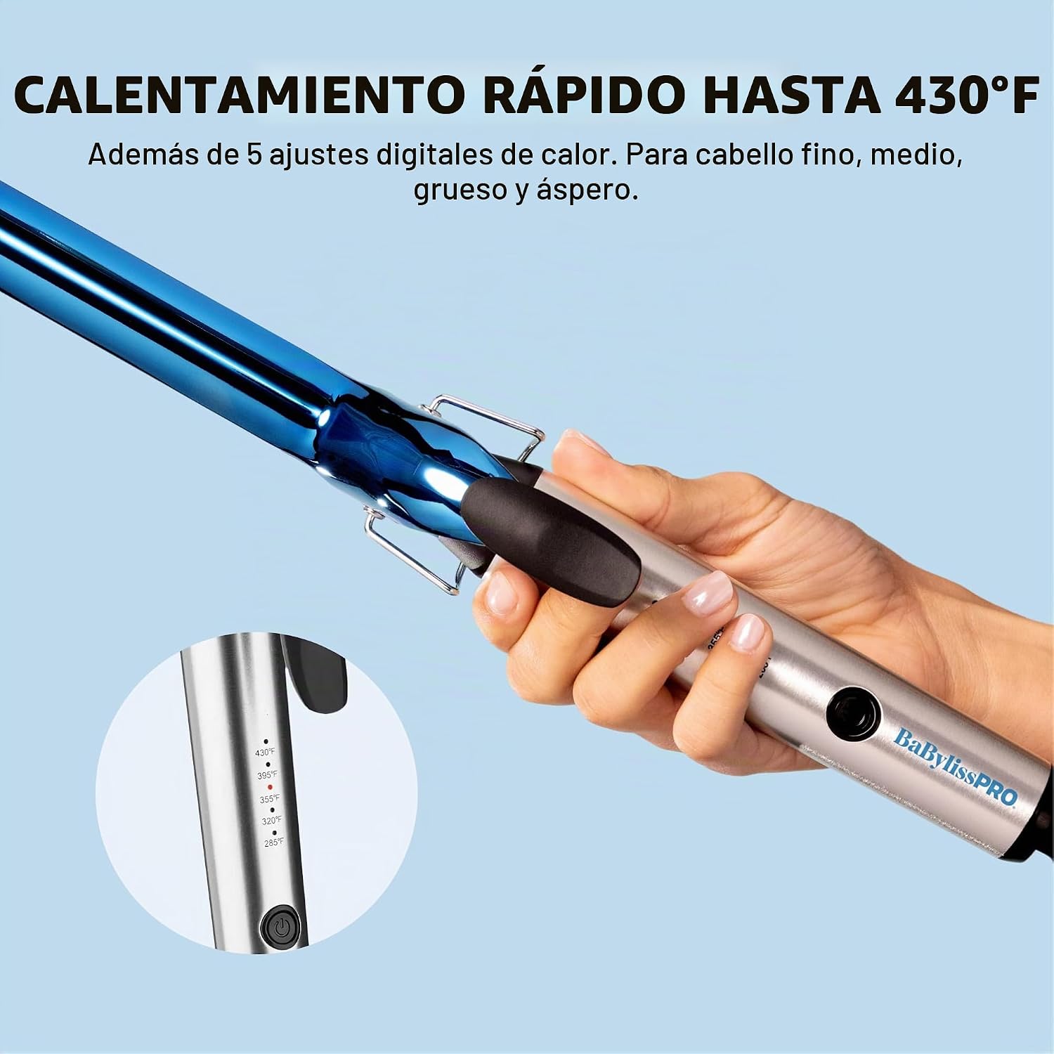 BabylissPRO Rizador profesional Nano Titanium con barril extendido\...