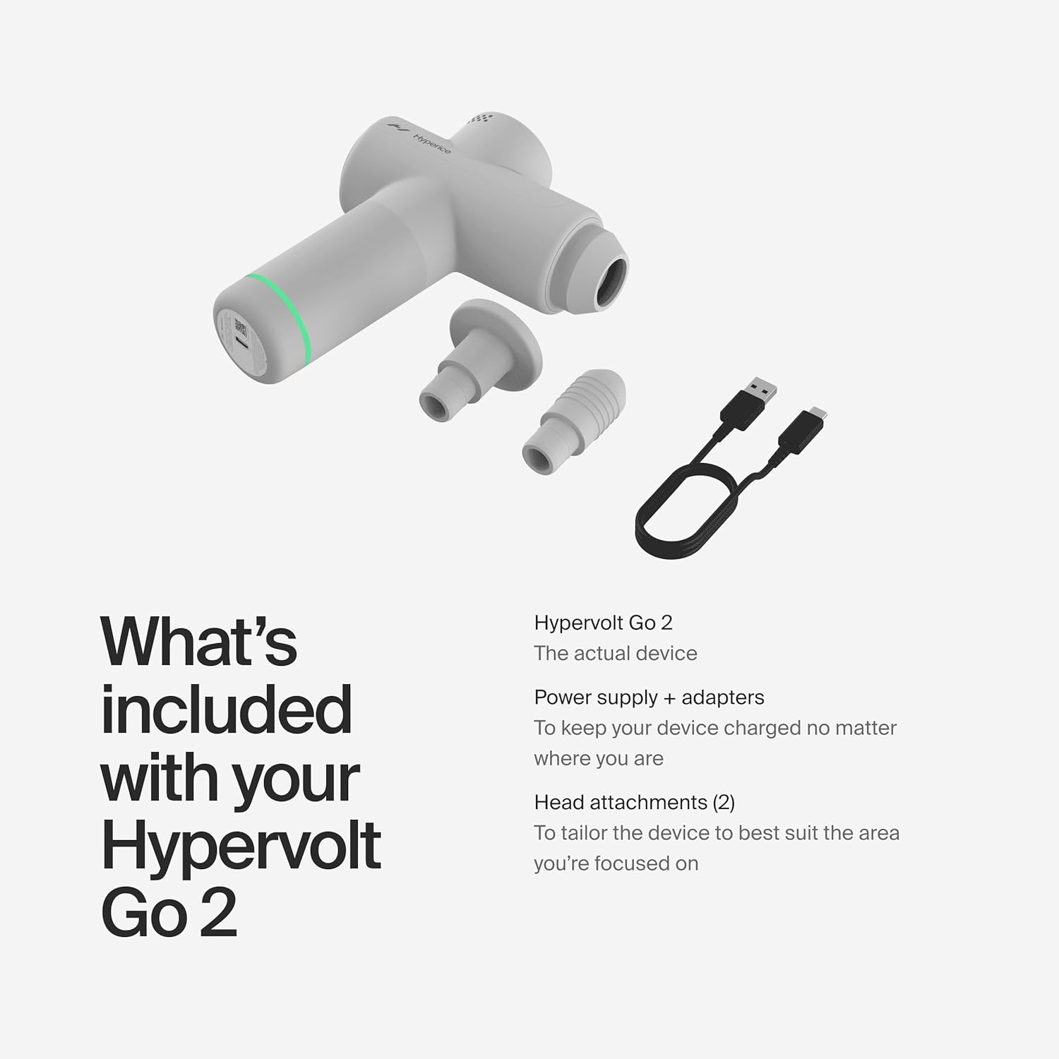 Hyperice Hypervolt Go 2 - Gris Ártico - Con tecnología Quiet Glide...