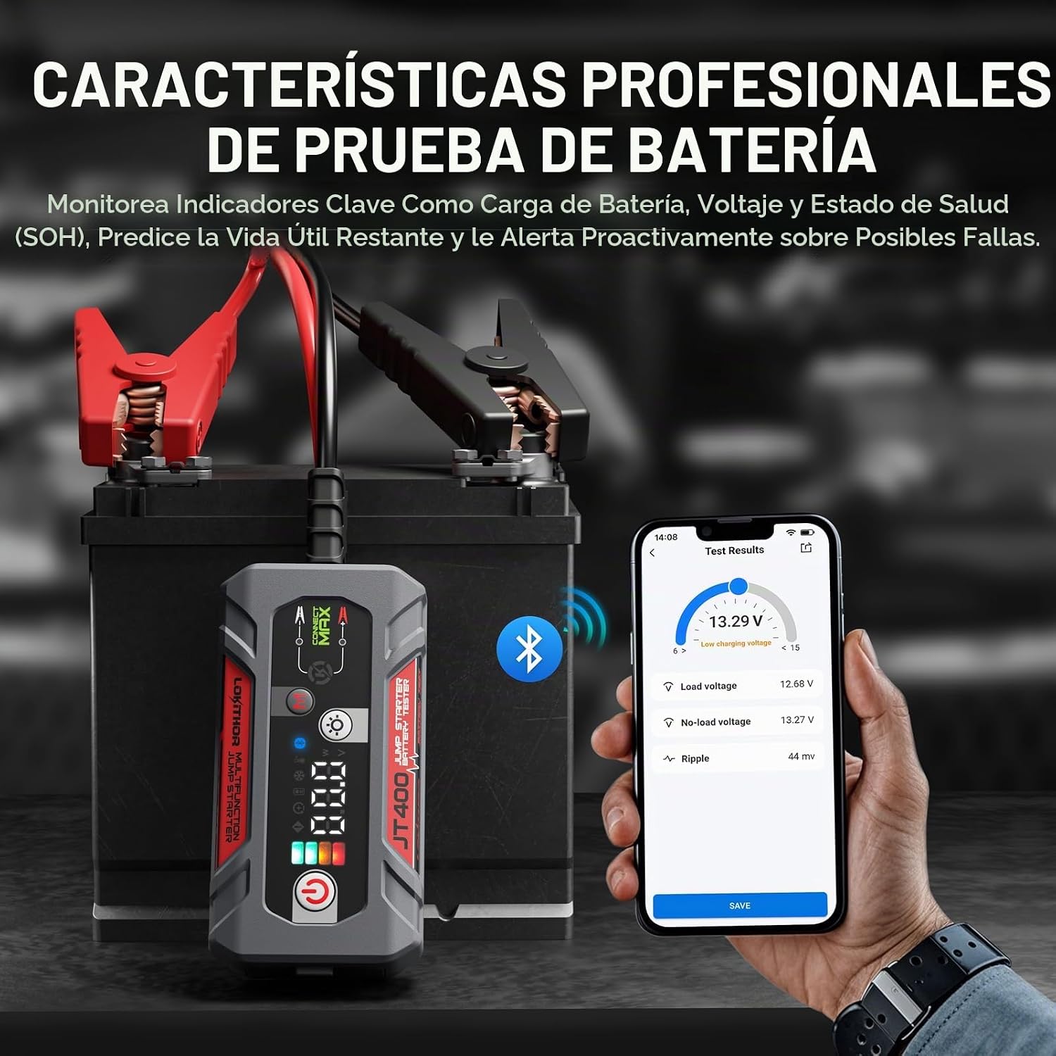 LOKITHOR JT400 Arrancador de salto con probador de batería (8.5L de...