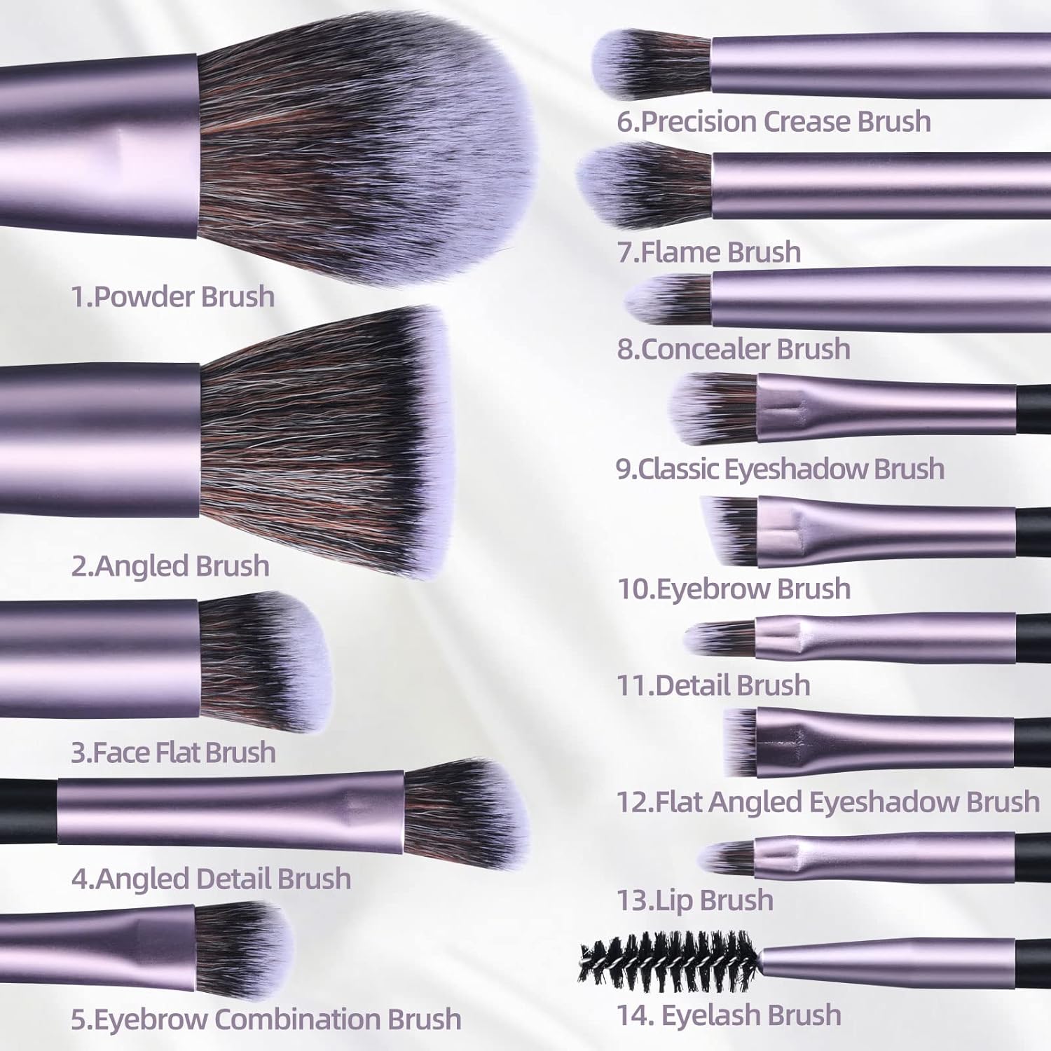 BS-MALL - Juego de 14 brochas de maquillaje con 1 esponja de maquil...