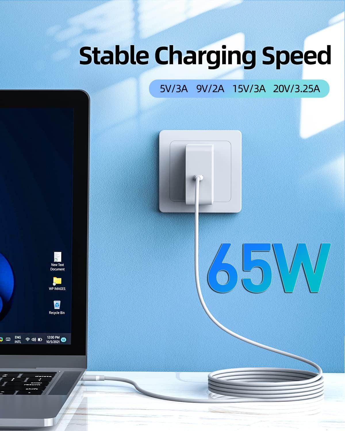Cargador rápido de 65 W compatible con cargador de laptop Samsung,...