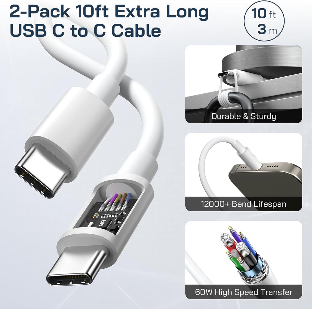 Cargador para iPhone 17\/16\/15 de carga rápida, paquete de 2 cable...