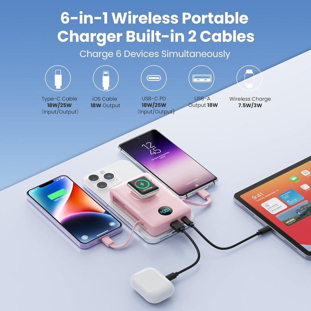Ekrist Cargador portátil magnético para MagSafe con cable integrado...