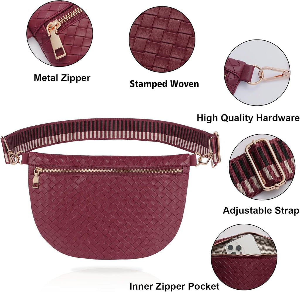 Bolsos cruzados tejidos para mujer, cinturón de cuero, riñonera, ca...