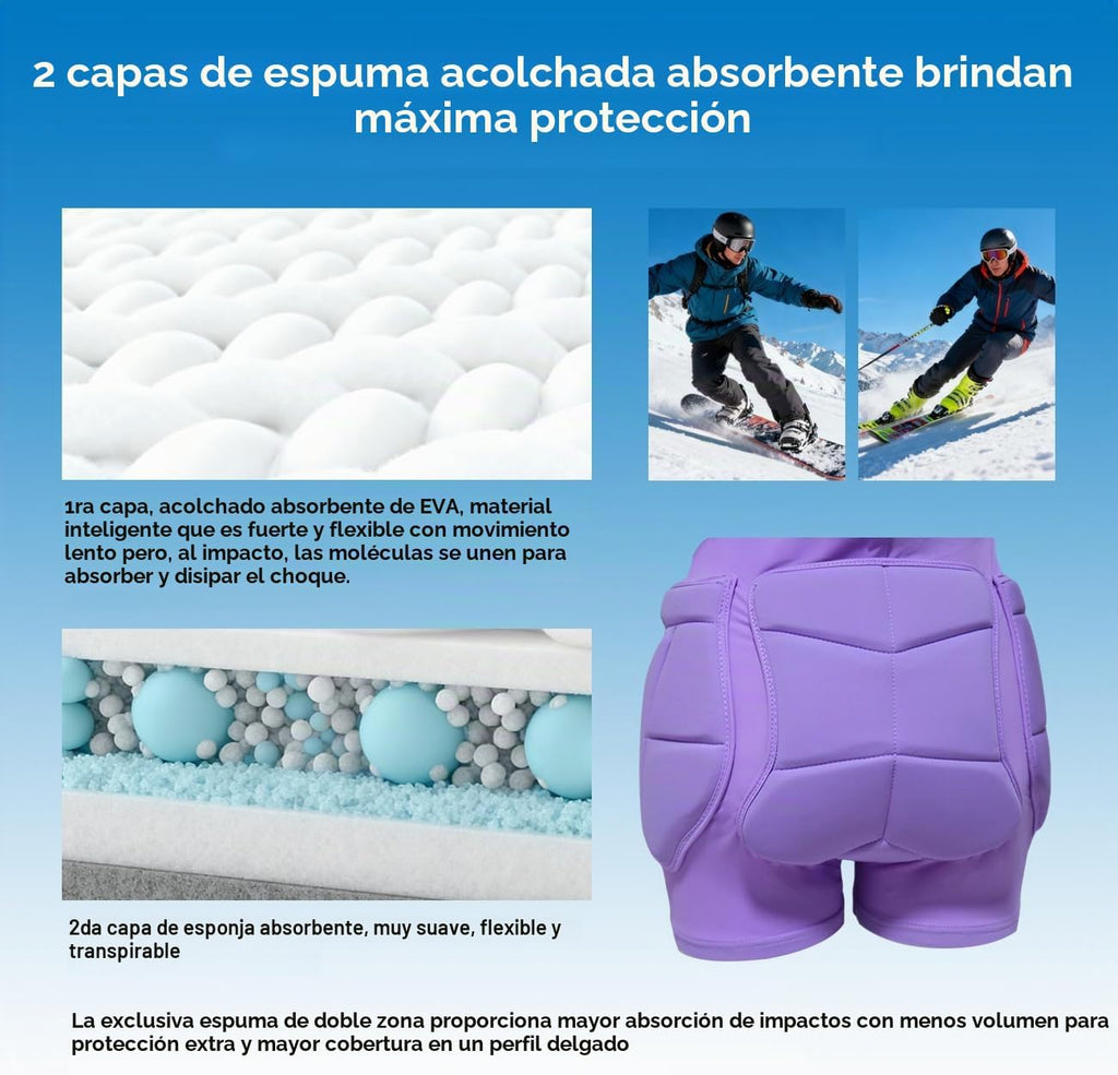 Bumsaver - Pantalones cortos acolchados para patineta, patinaje sob...