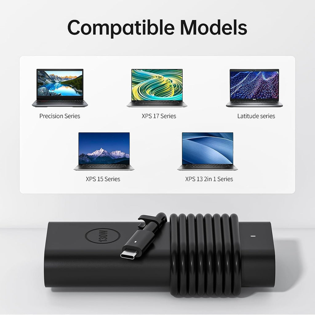 Yuncaiiz Adaptador de CA 130 W USB C Cargador para portátil Dell -...