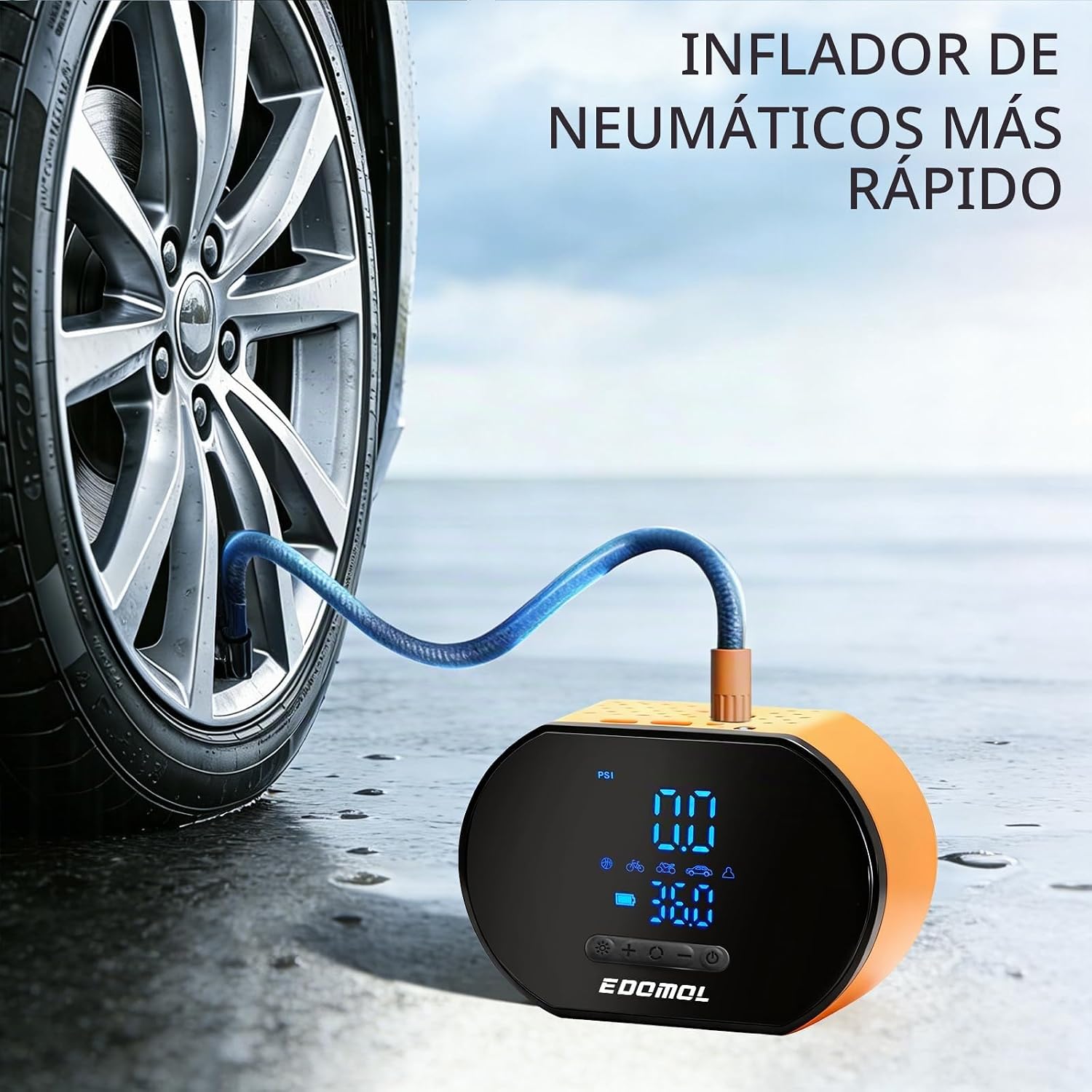 EDOMOL Compresor de aire portátil para inflado de neumáticos, bomba...