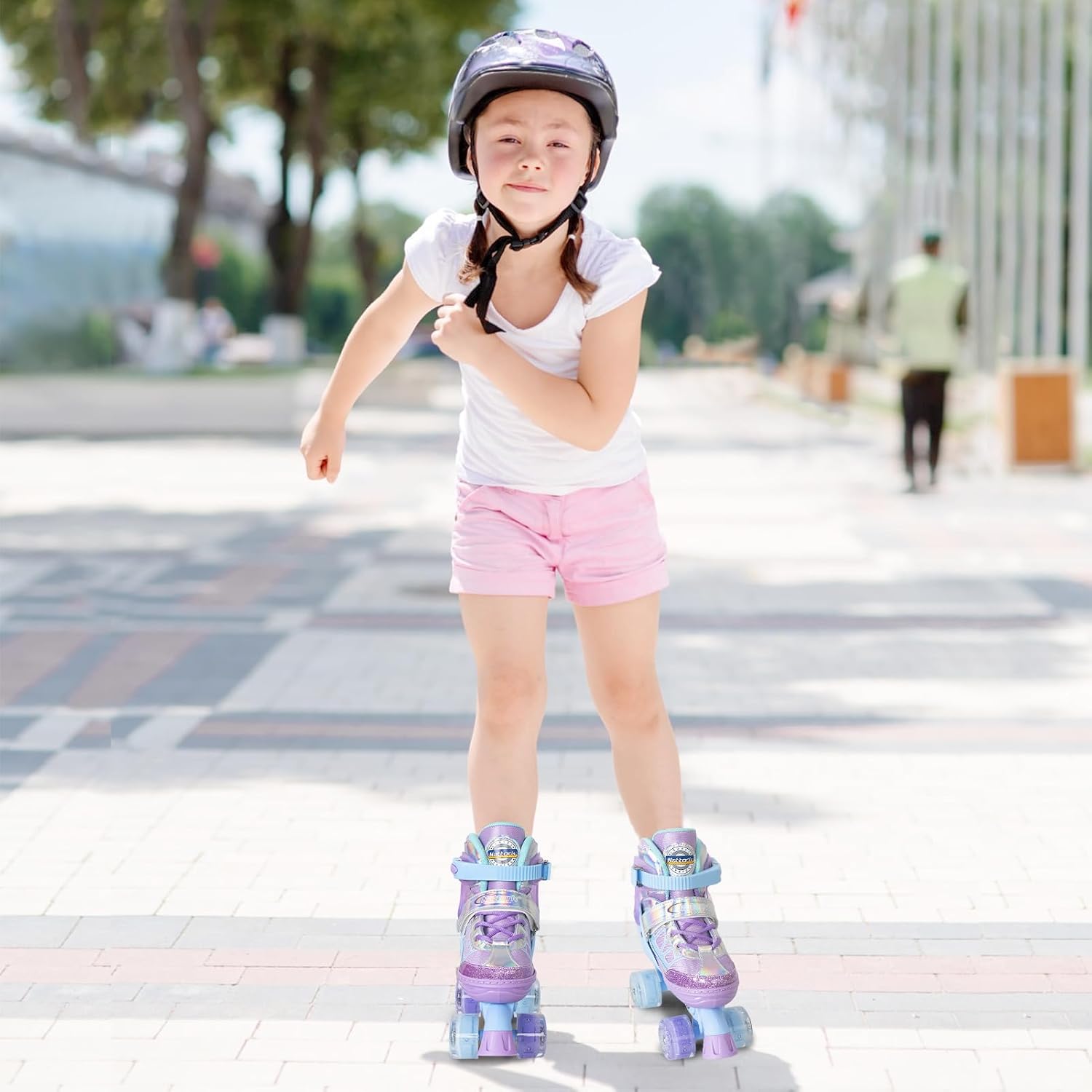 Nattork Patines de ruedas para niños y niñas, 4 tamaños ajustables...