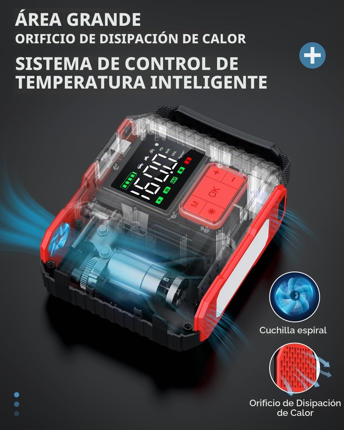 Arrancador de batería para automóvil con compresor de aire, 160 PSI...