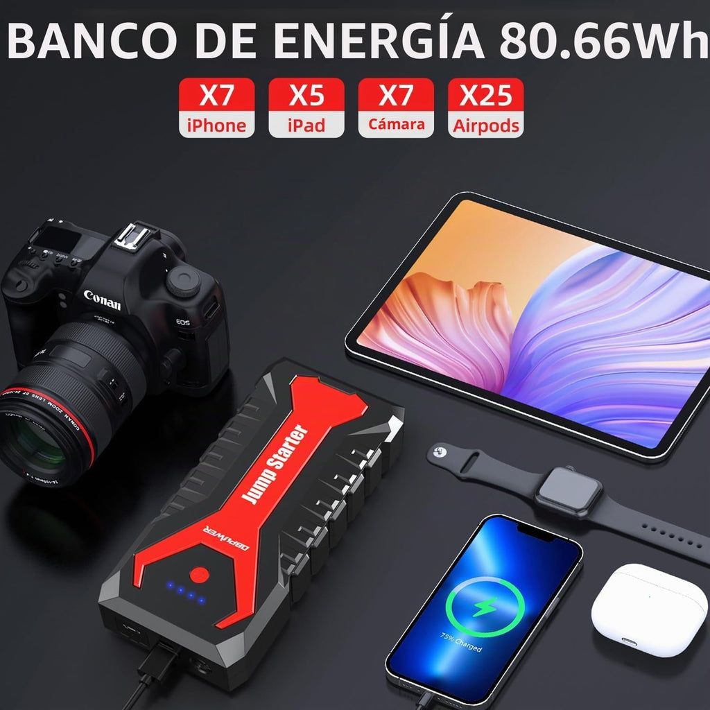 DBPOWER Arrancador portátil para coche de 5000A\/80.66Wh, para moto...