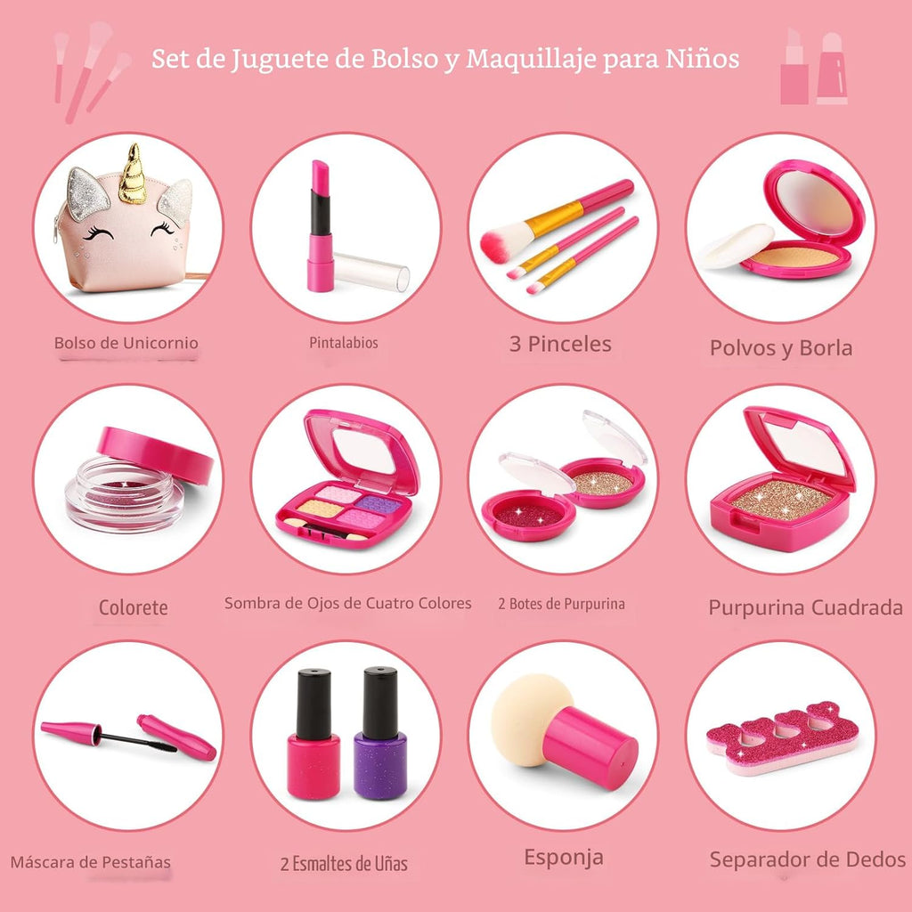 Kit de maquillaje de simulación para niñas pequeñas, juego de maqui...