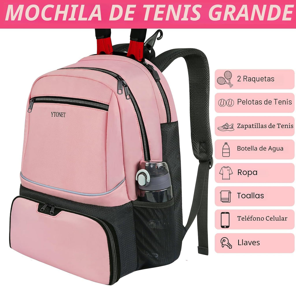 Ytonet Mochila de tenis para mujeres y hombres, 2 raquetas con bols...
