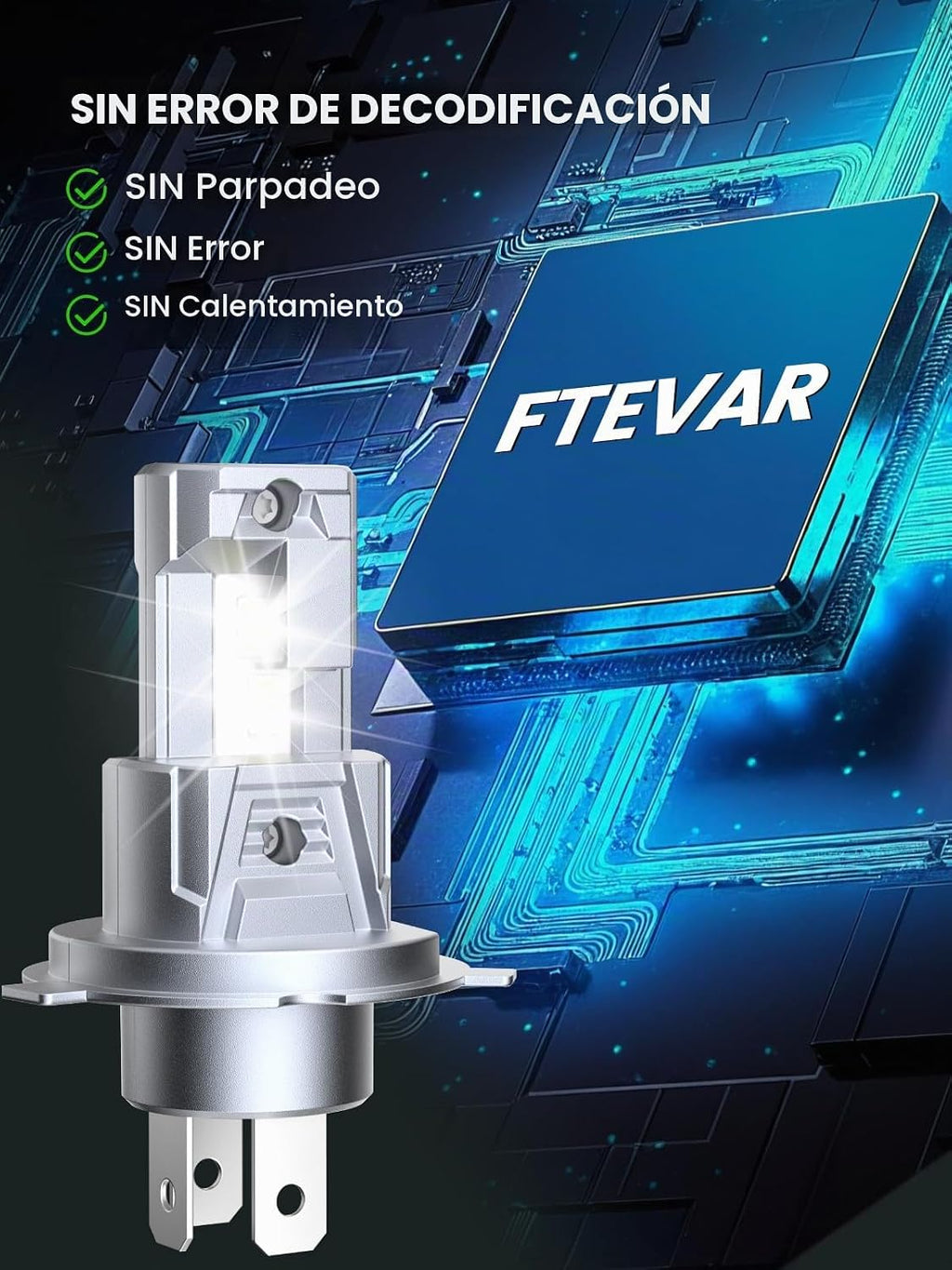 FTEVAR Bombillas LED H4\/9003, sin ventilador, Plug and Play, paque...