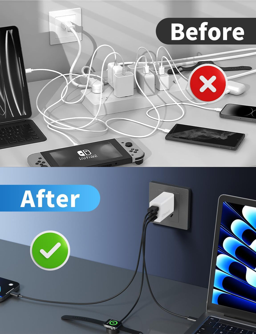 Paquete de 2 bloques de cargador USB C de 65 W, adaptador de carga...
