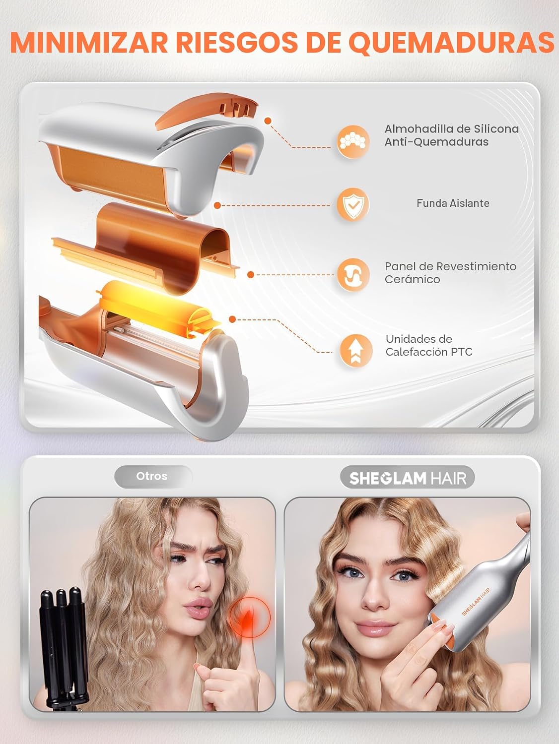 SHEGLAM Hair Beach Babe - Ondulador de pelo de 2 barriles de 1 pulg...