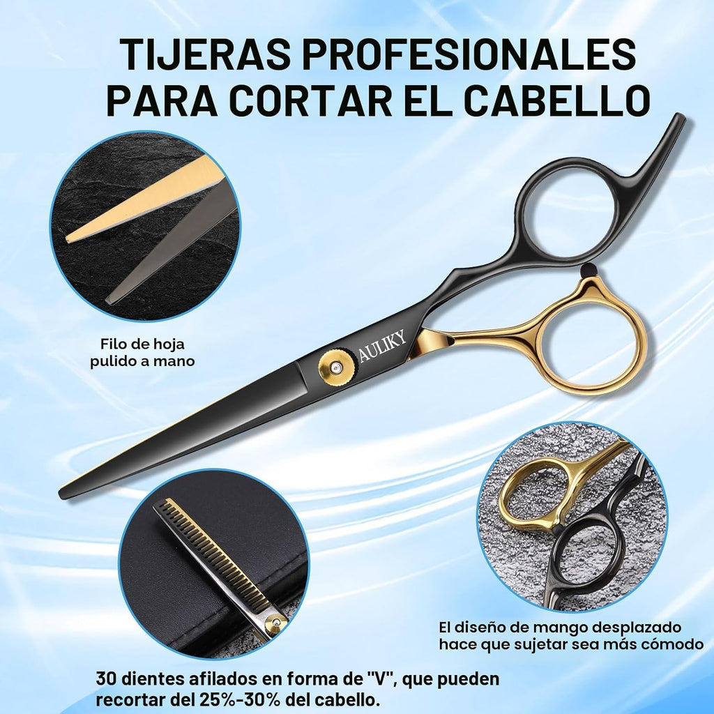 AULikY Juego de tijeras de corte de pelo, 15 piezas de tijeras prof...