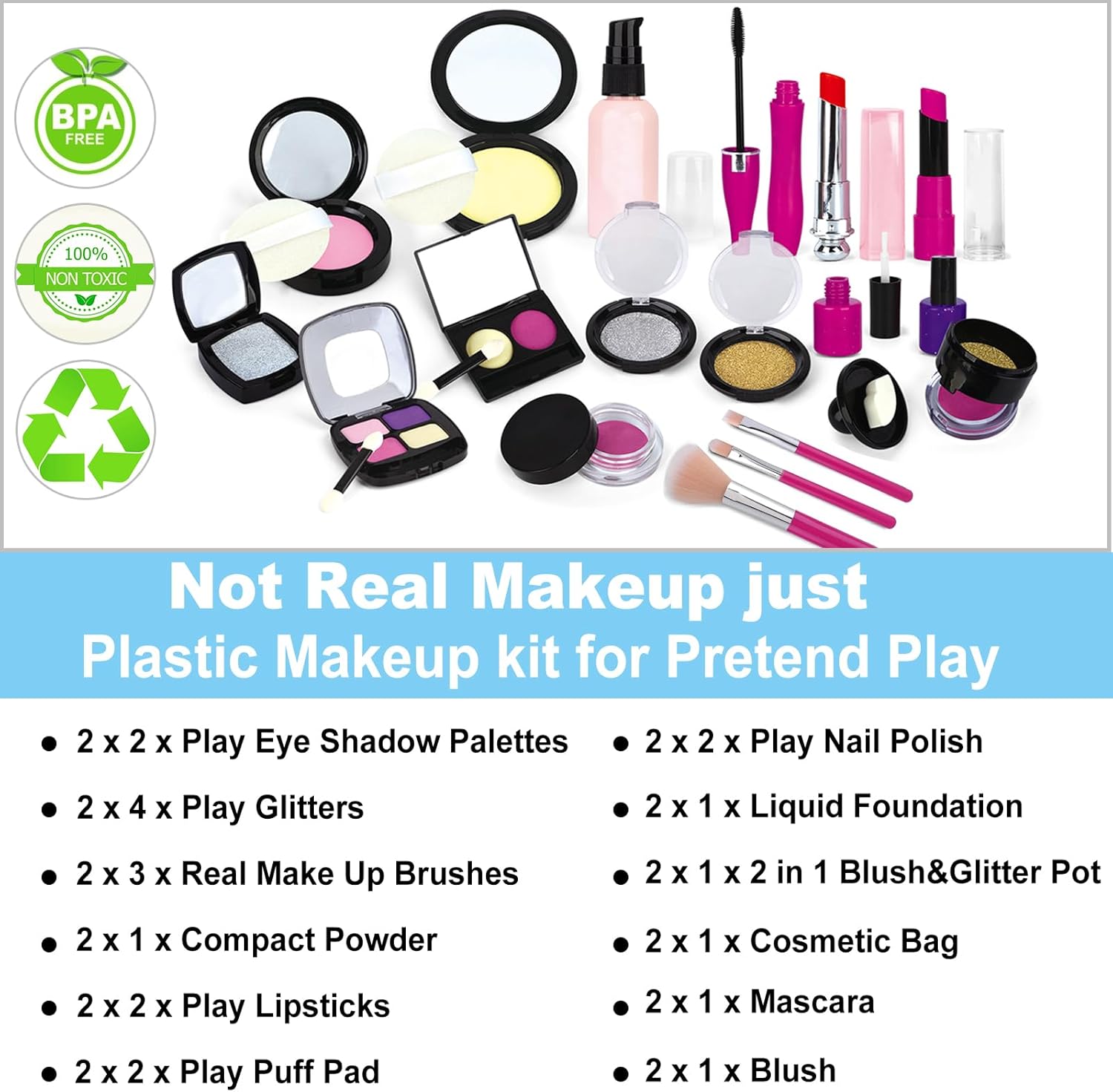 TEPSMIGO Paquete de 2 kits de maquillaje de simulación para niñas,...