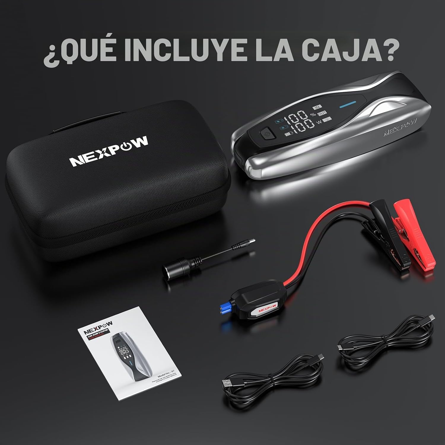 NEXPOW Arrancador de coche X7 3000A, batería portátil de 12 V con c...