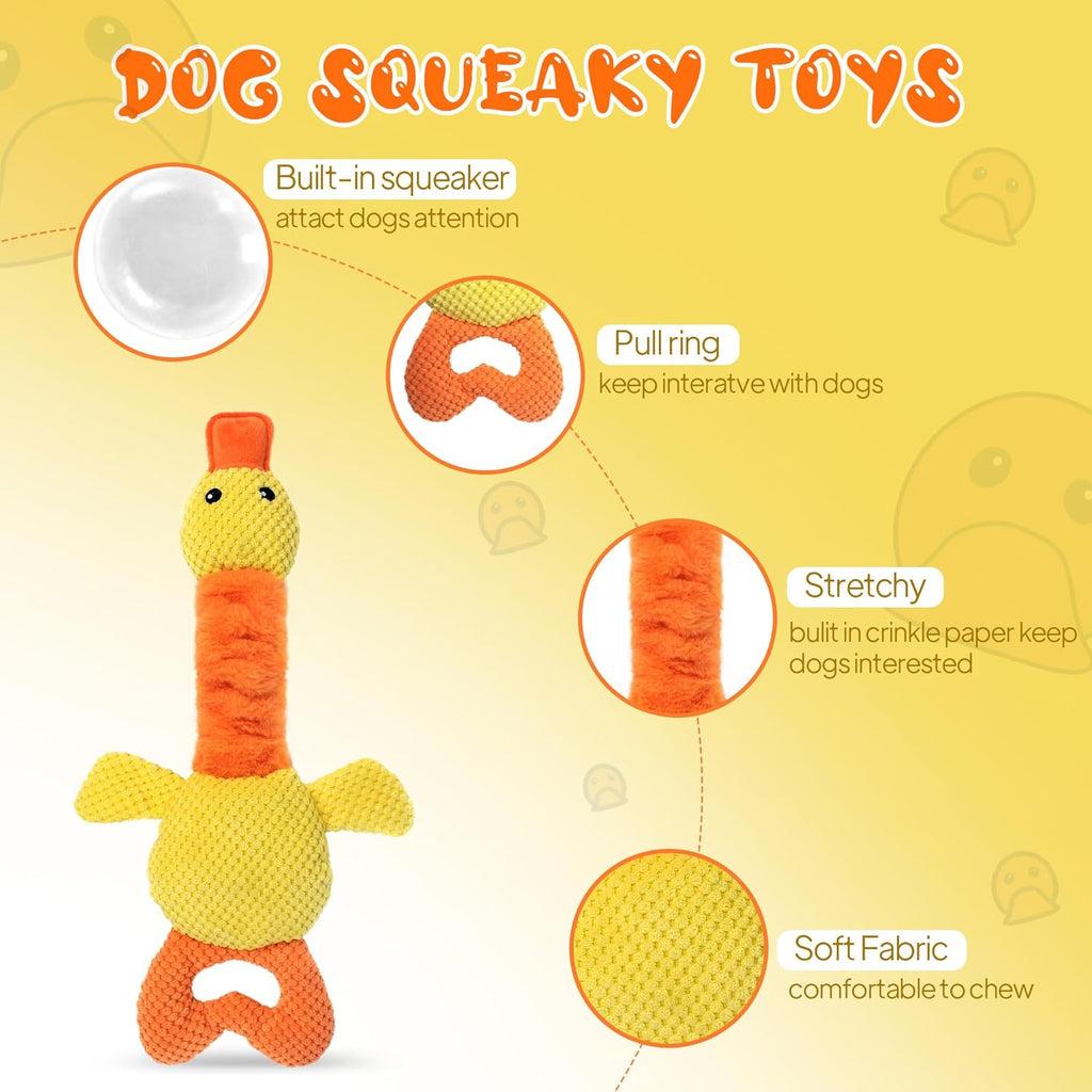 TwoEar Juguete de pato para perros con papel arrugado, juguete inte...