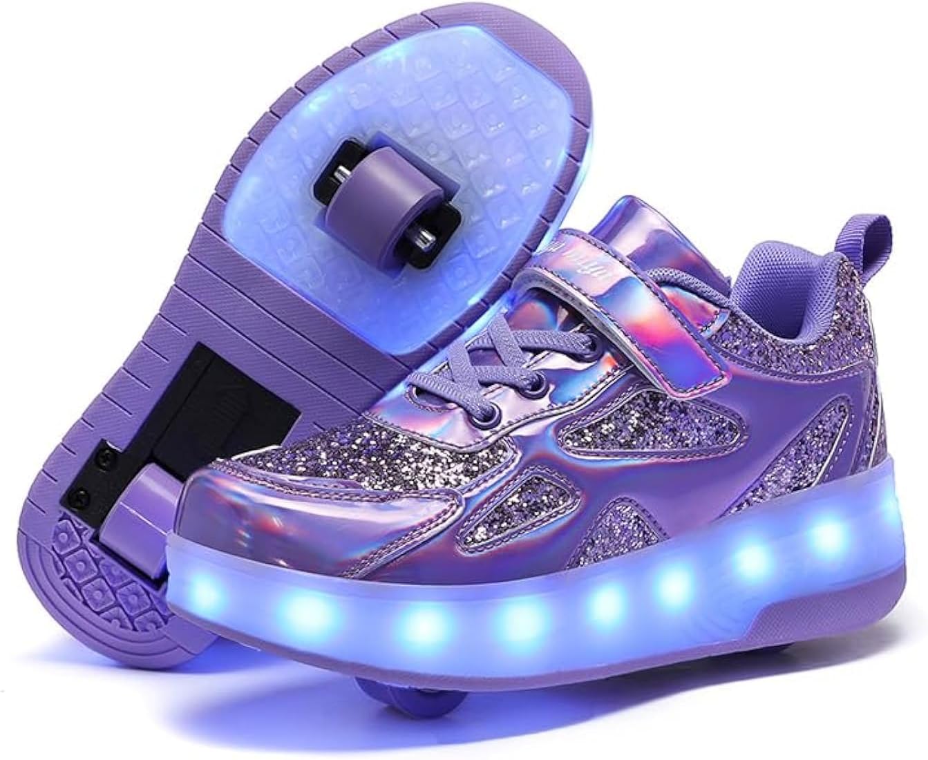 Wooowyet - Tenis con ruedas y luces LED para niños y niñas, con rue...