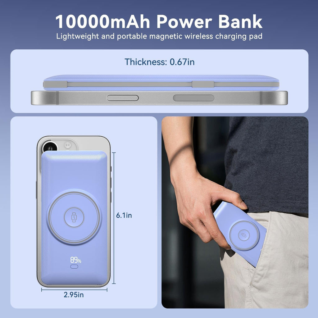 Cargador portátil magnético de 10000 mAh para iWatch y iPhone, 22,5...