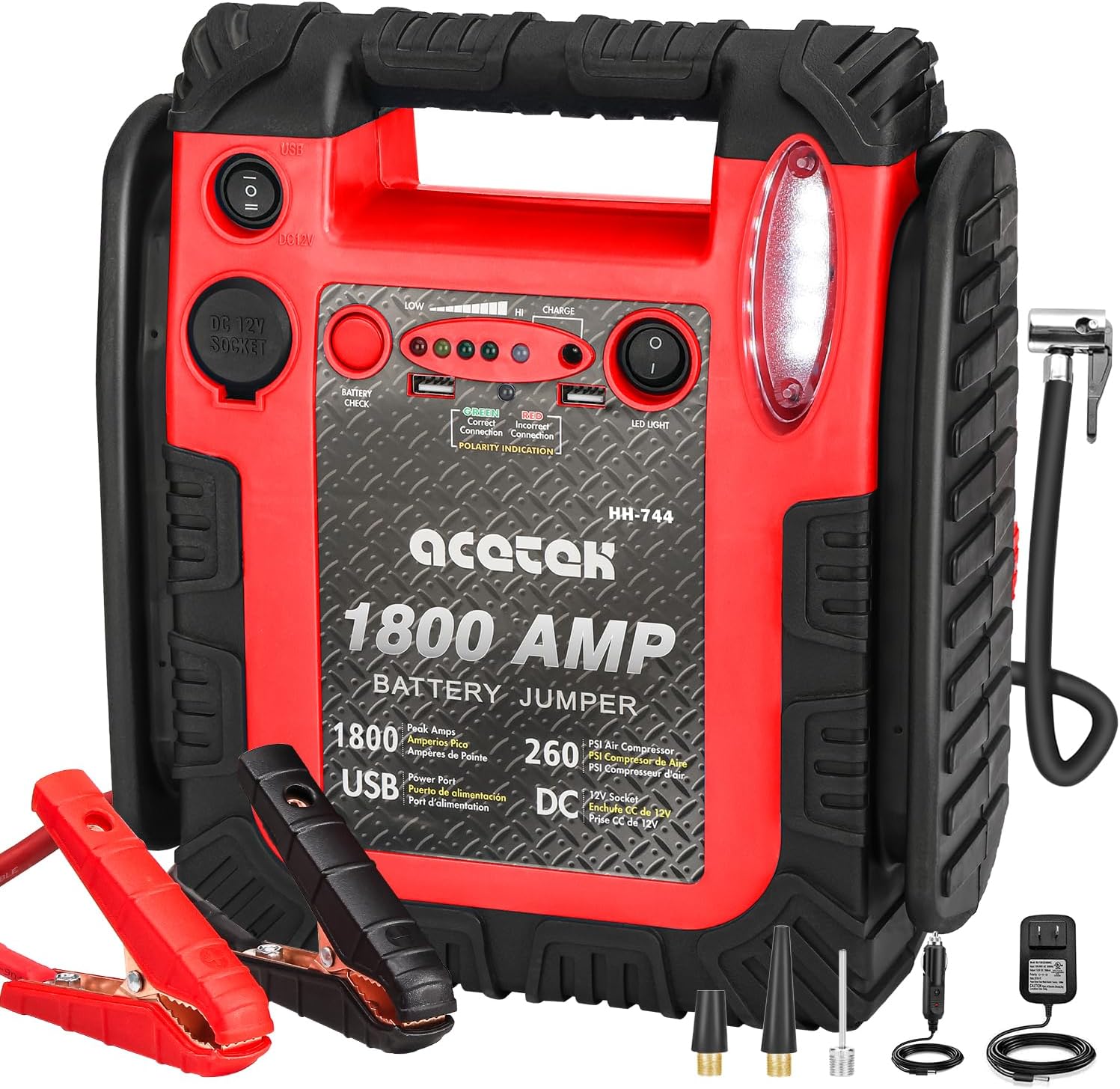 Arrancador de batería de 1800 amperios con compresor de aire, arran...