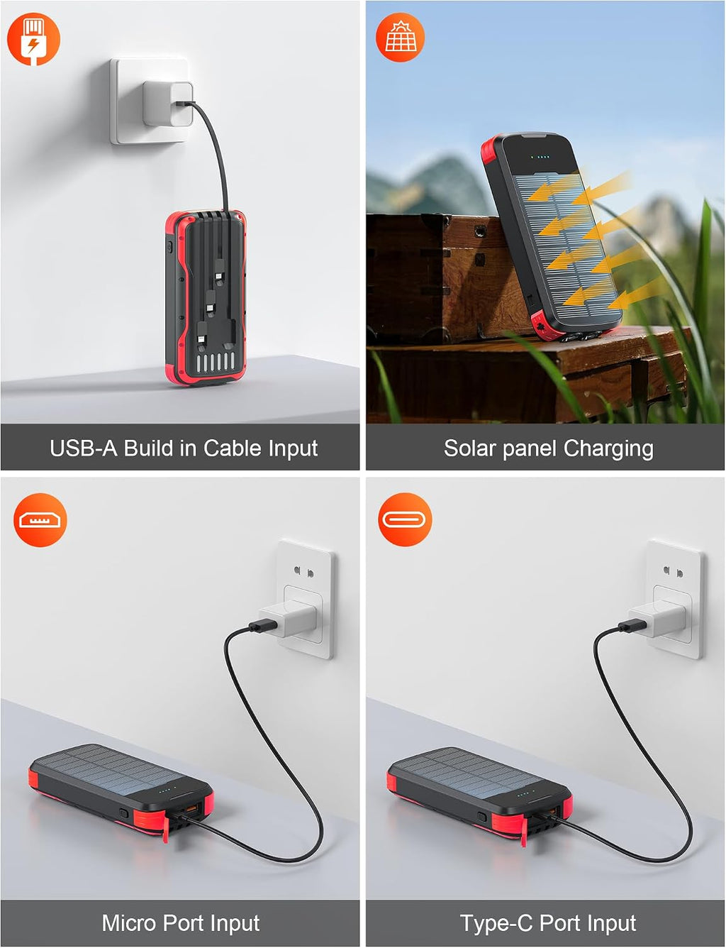 SOXONO Banco de energía con cargador solar, batería externa PD de c...