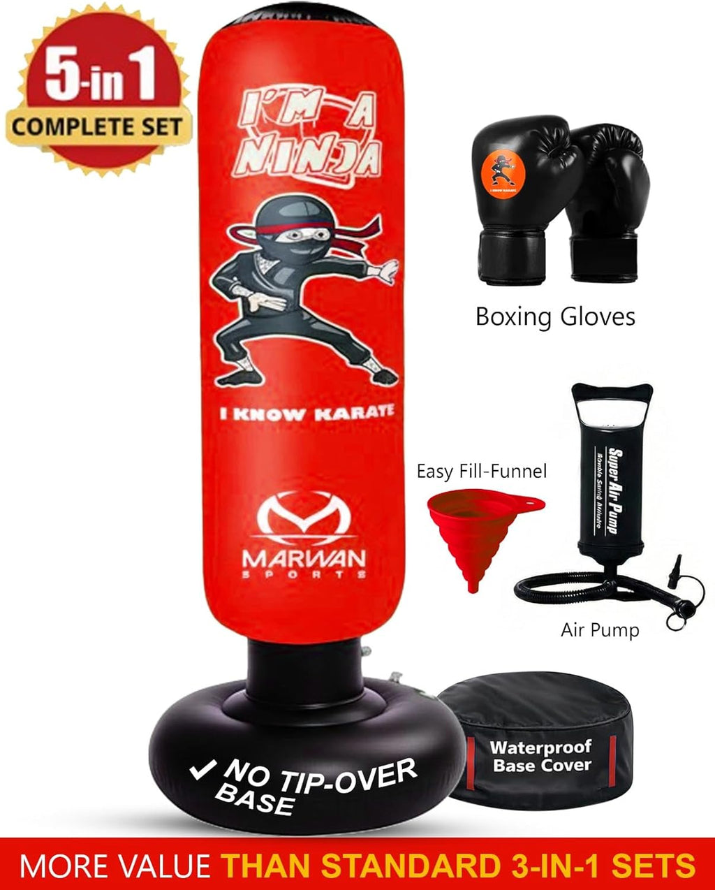 Marwan Sports Ninja - Saco de boxeo para niños, juguete sensorial i...