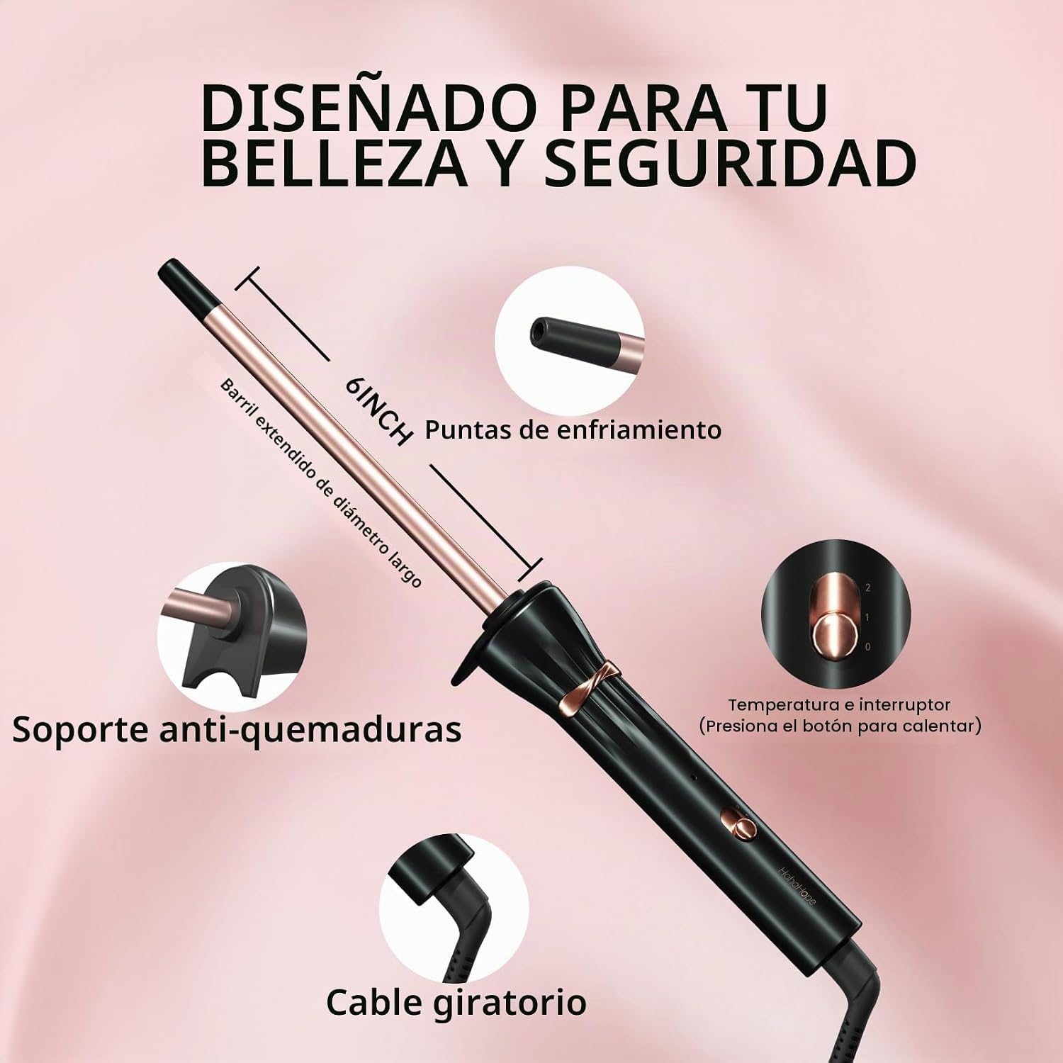 HIRAY - Rizador de 3\/8 Pulgadas, varita rizador de 9 mm pequeña, r...