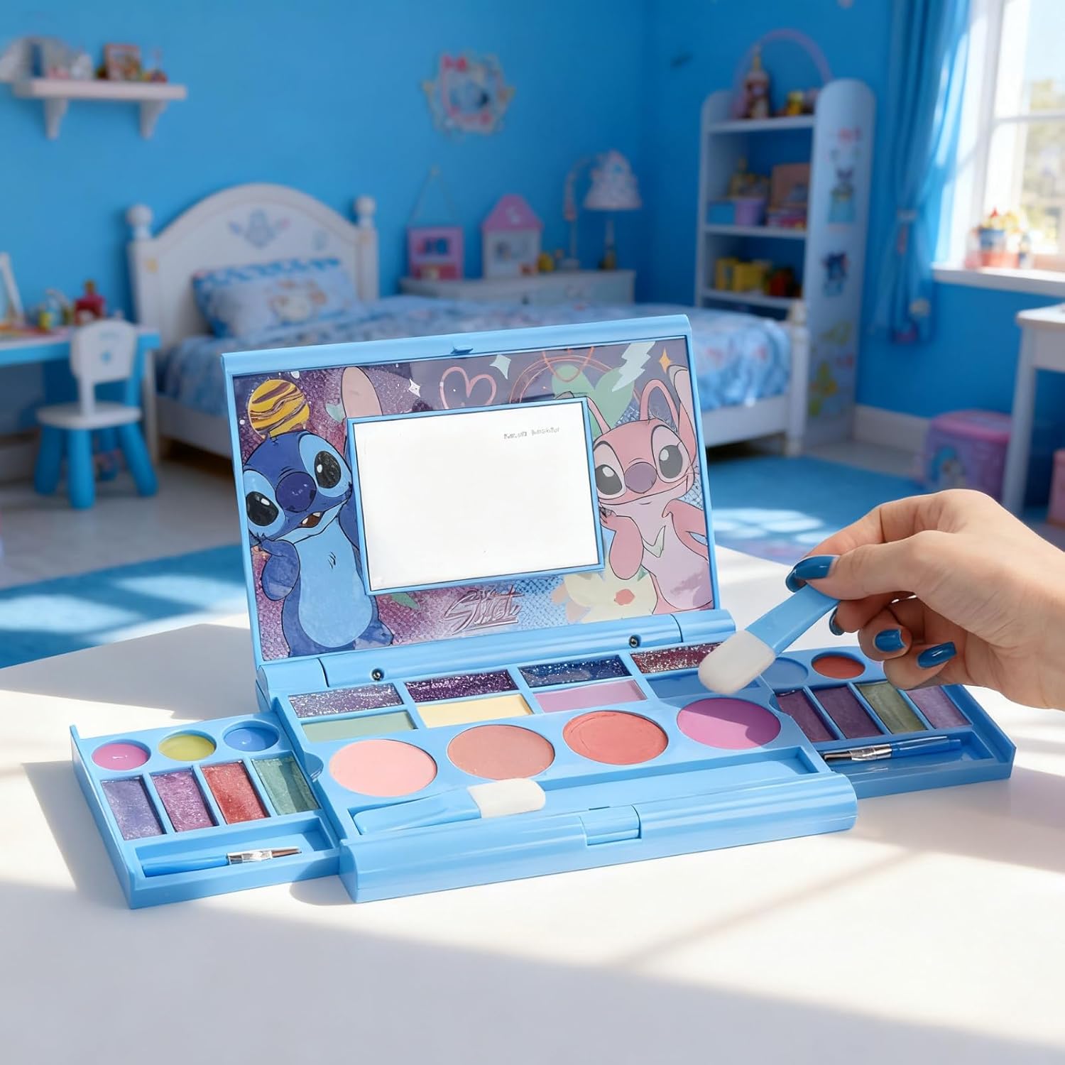 Stitch - Juego de cosméticos compacto todo en uno para niños, inclu...