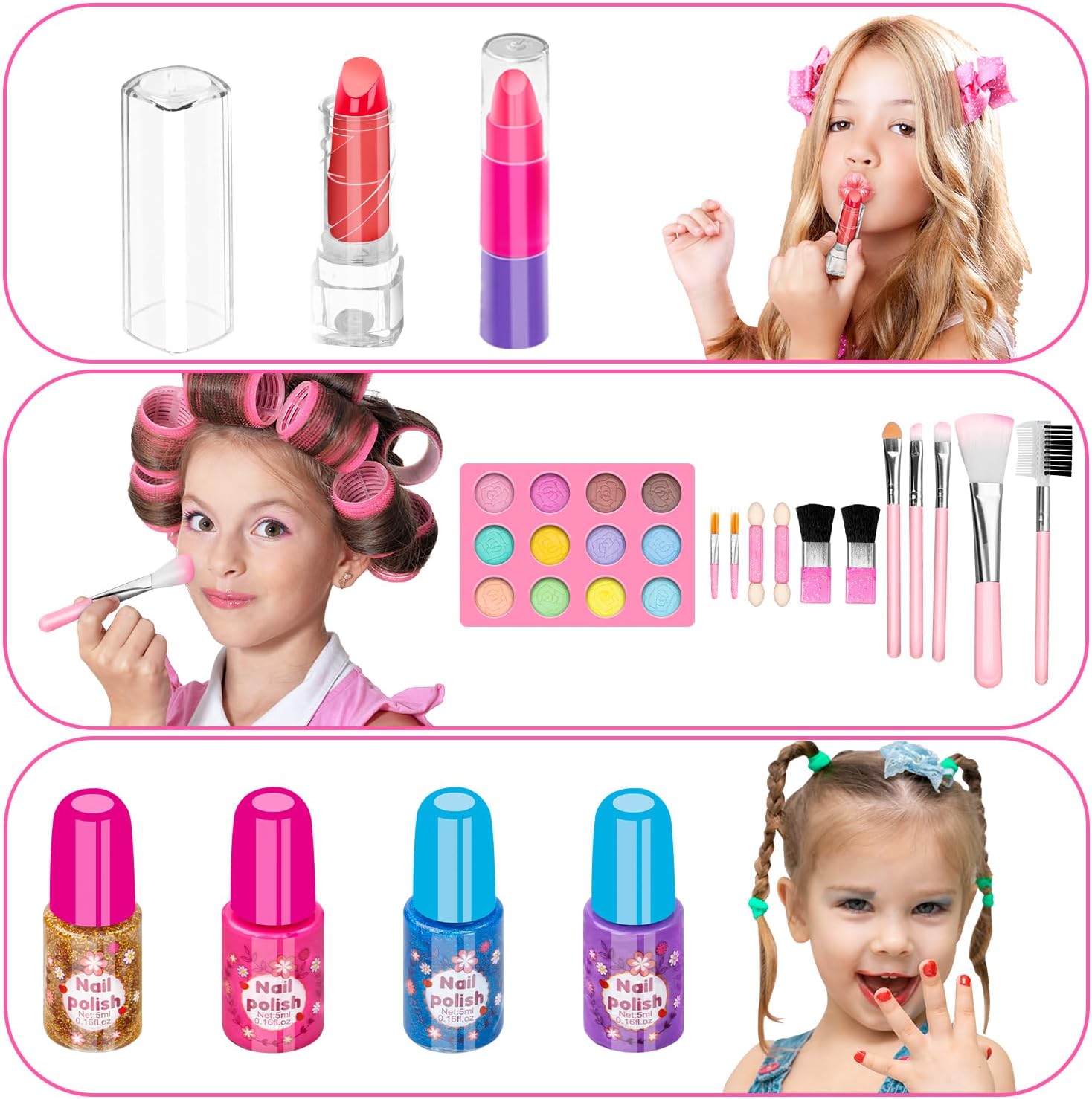 Hollyhi Kit de Maquillaje de 58 Piezas para Niñas, Juguetes de Prin...