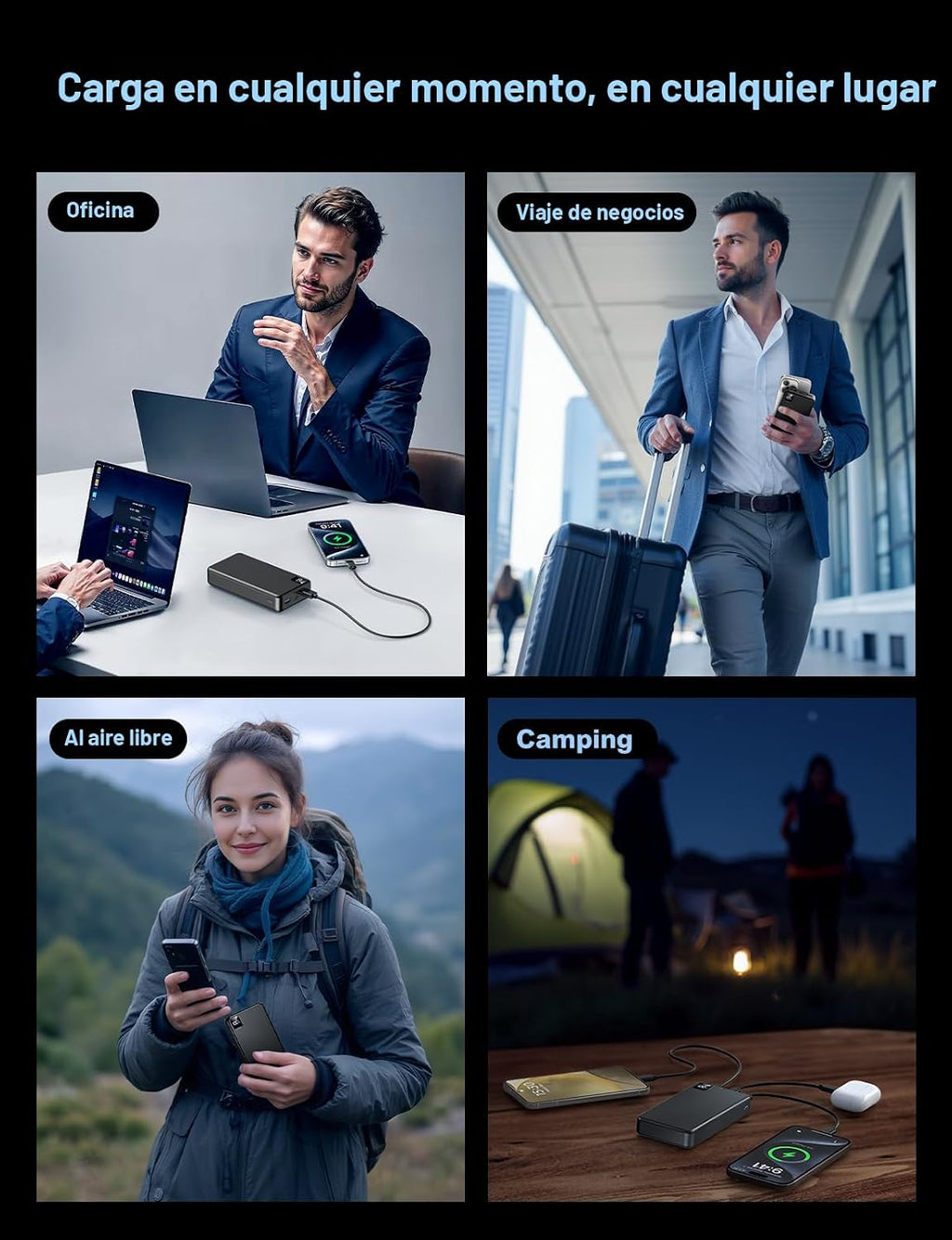 Cargador portátil, batería de 56800 mAh, cargador de teléfono portá...