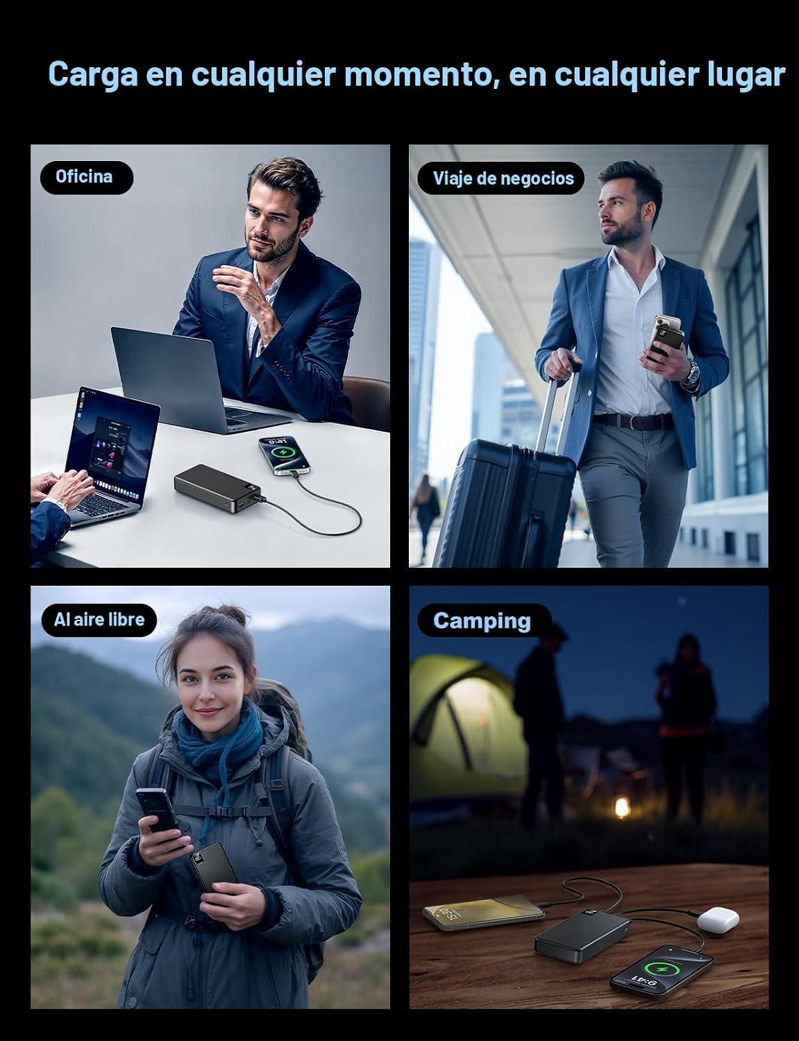 Cargador portátil, batería de 56800 mAh, cargador de teléfono portá...