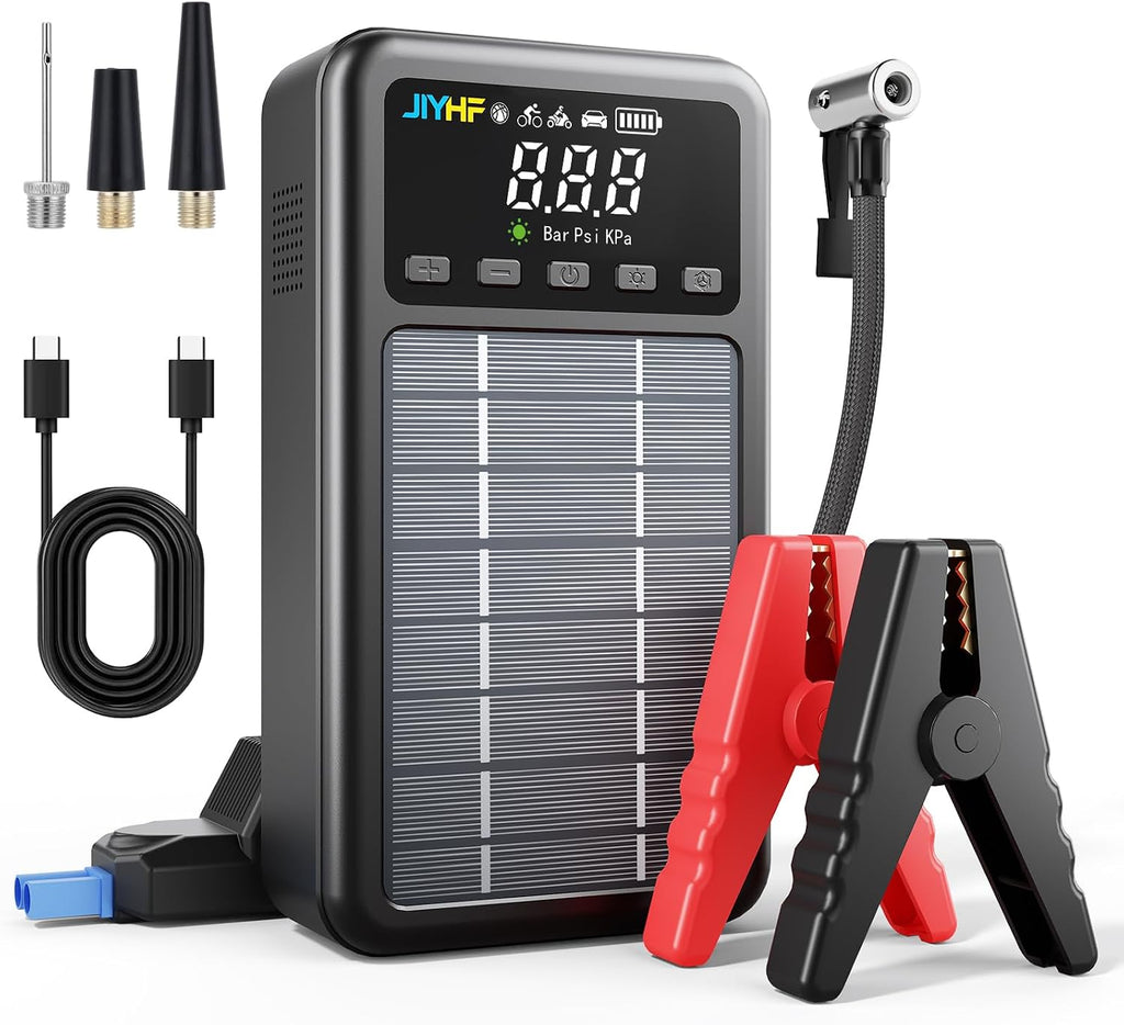 Arrancador solar JIYHF 3000A | Puente de batería de coche de 12 V,...