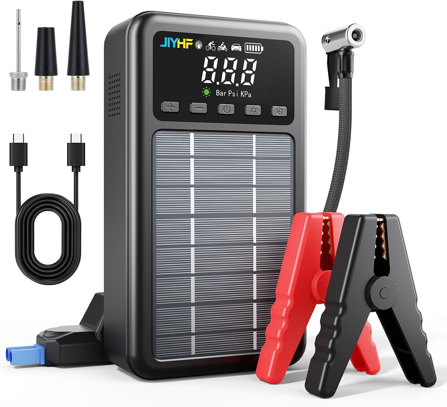 Arrancador solar JIYHF 3000A | Puente de batería de coche de 12 V,...