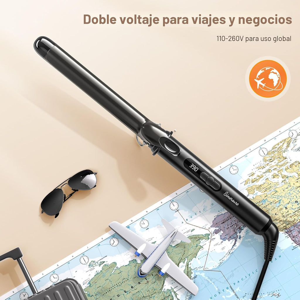 Rizador de pelo de cerámica de barril largo de 1 pulgada, rizador d...