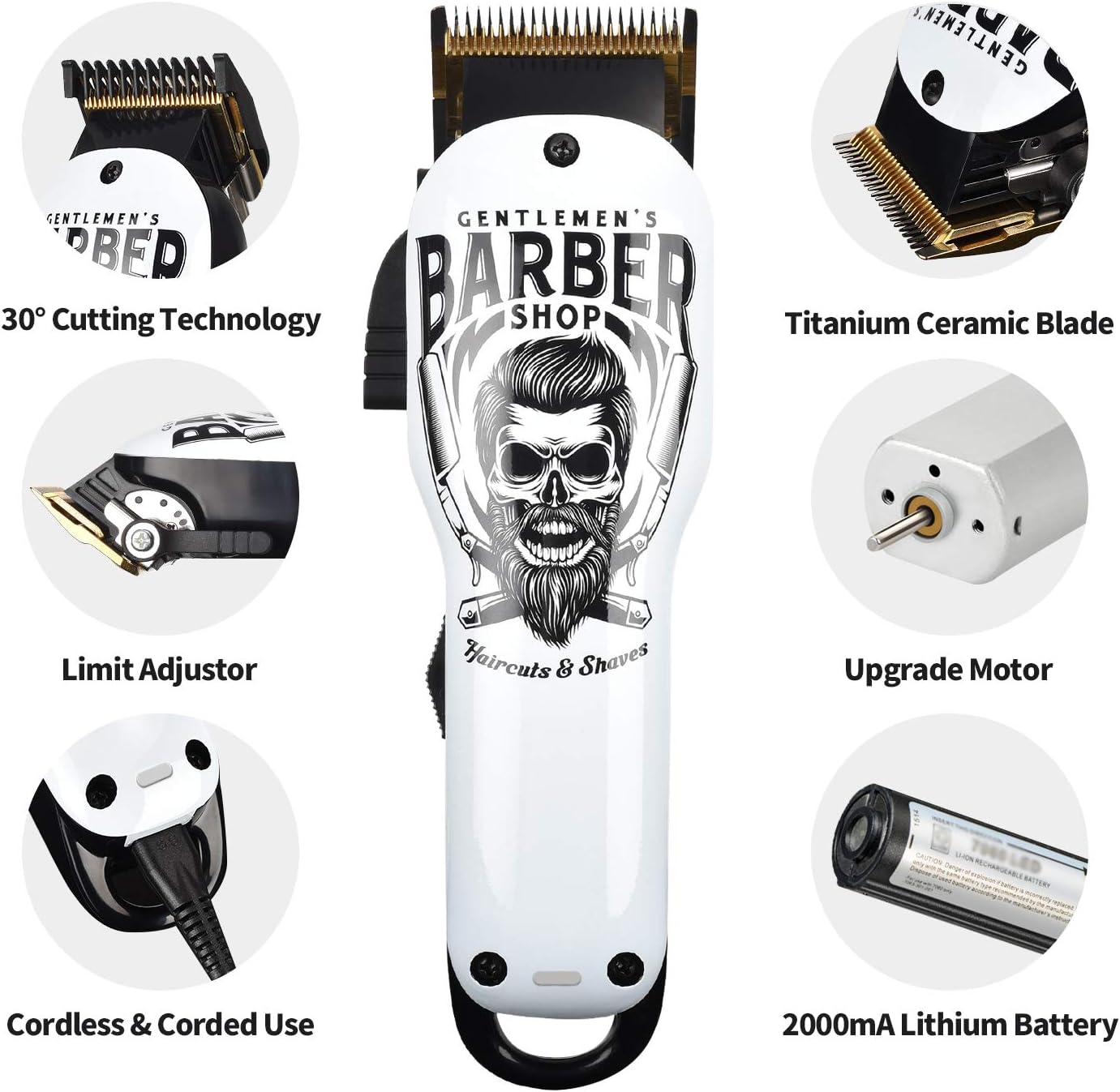 BESTBOMG® Cortapelos Profesional Actualizado Inalámbrico Kit de Cor...