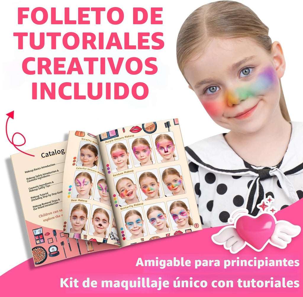 Hollyhi Juego de 59 piezas de maquillaje para niñas, juego de jugue...