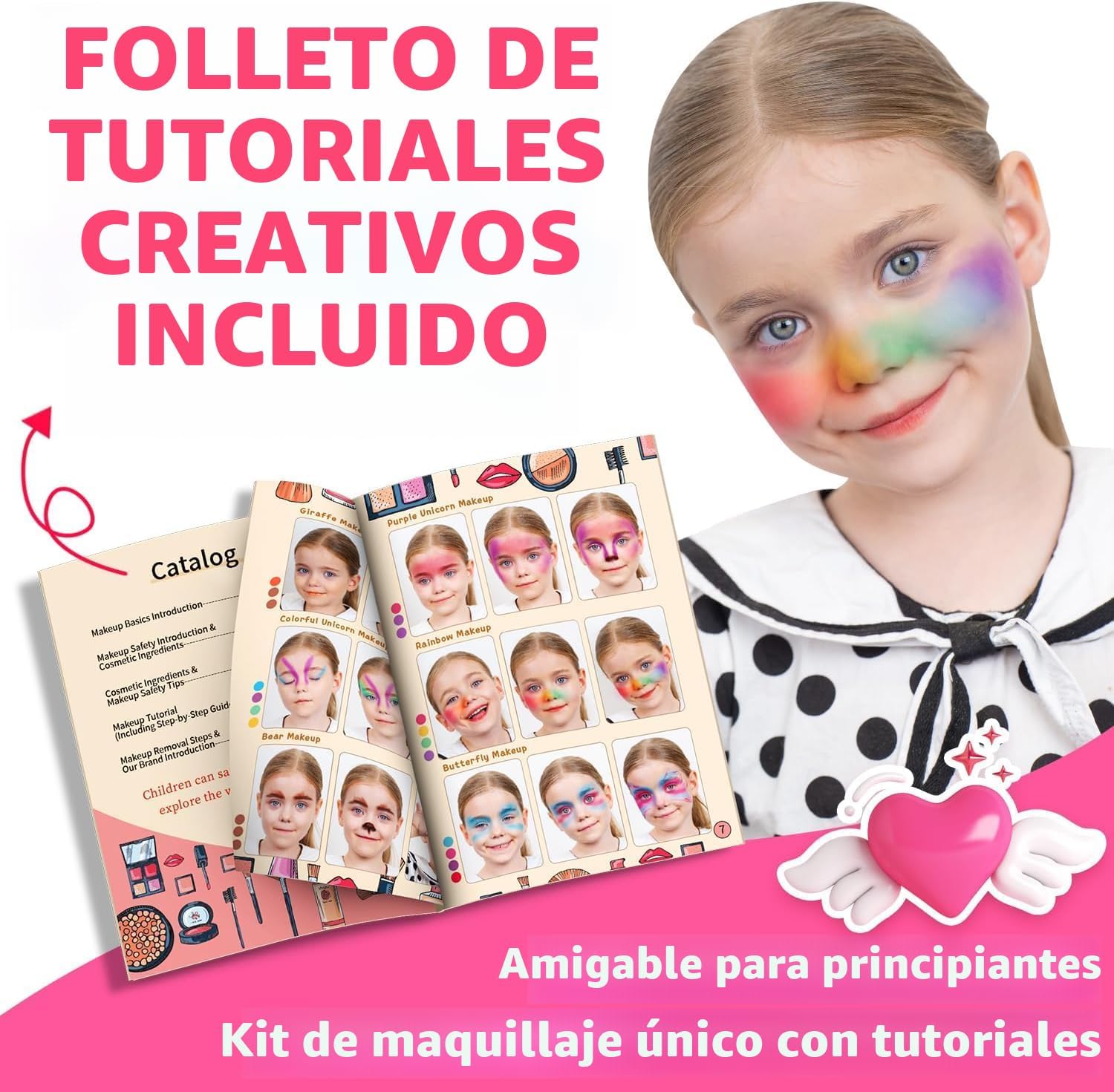 Hollyhi Juego de 59 piezas de maquillaje para niñas, juego de jugue...