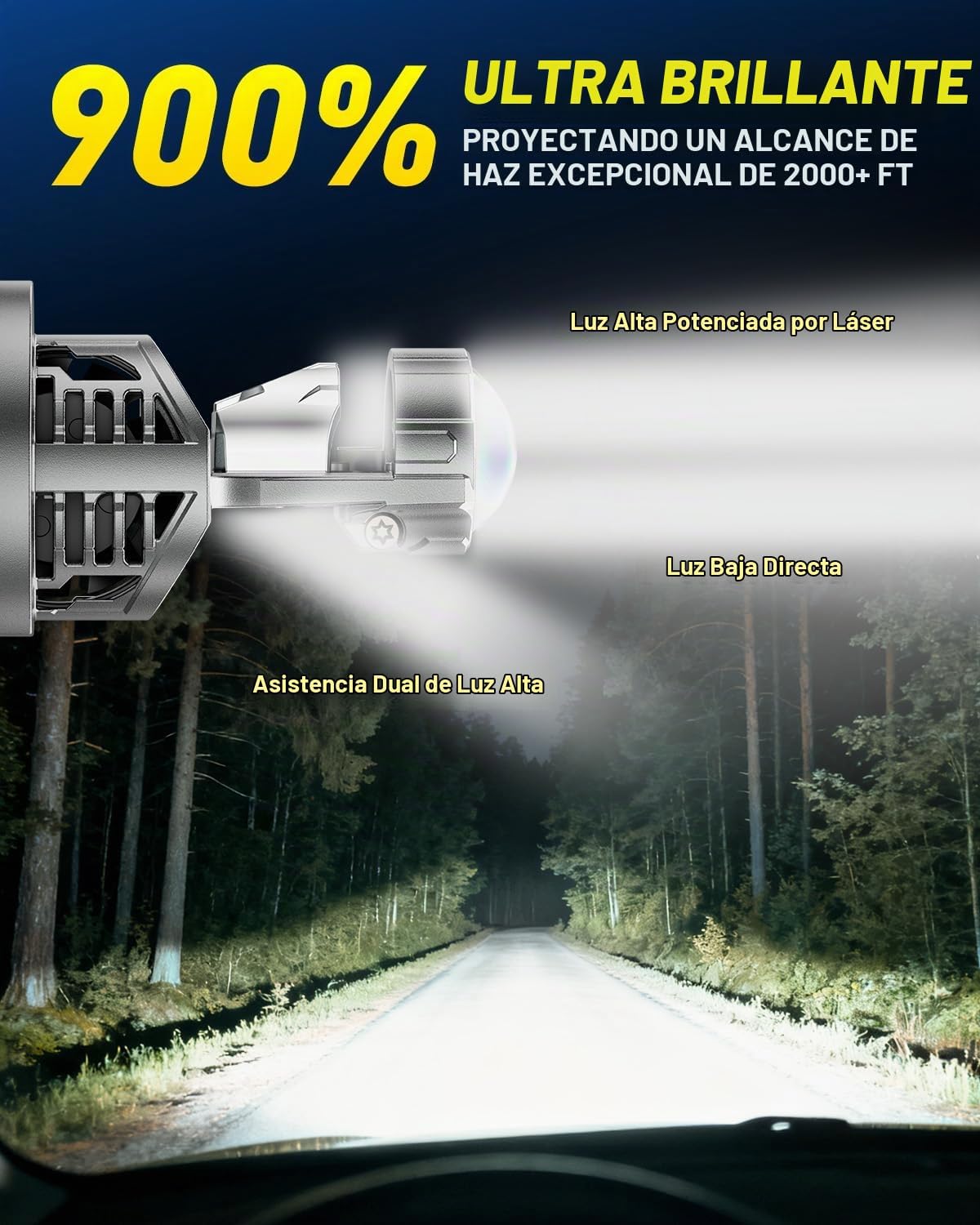 AUXITO Bombilla LED 9003, brillo de 30000 lúmenes, 6500 K, blanco P...