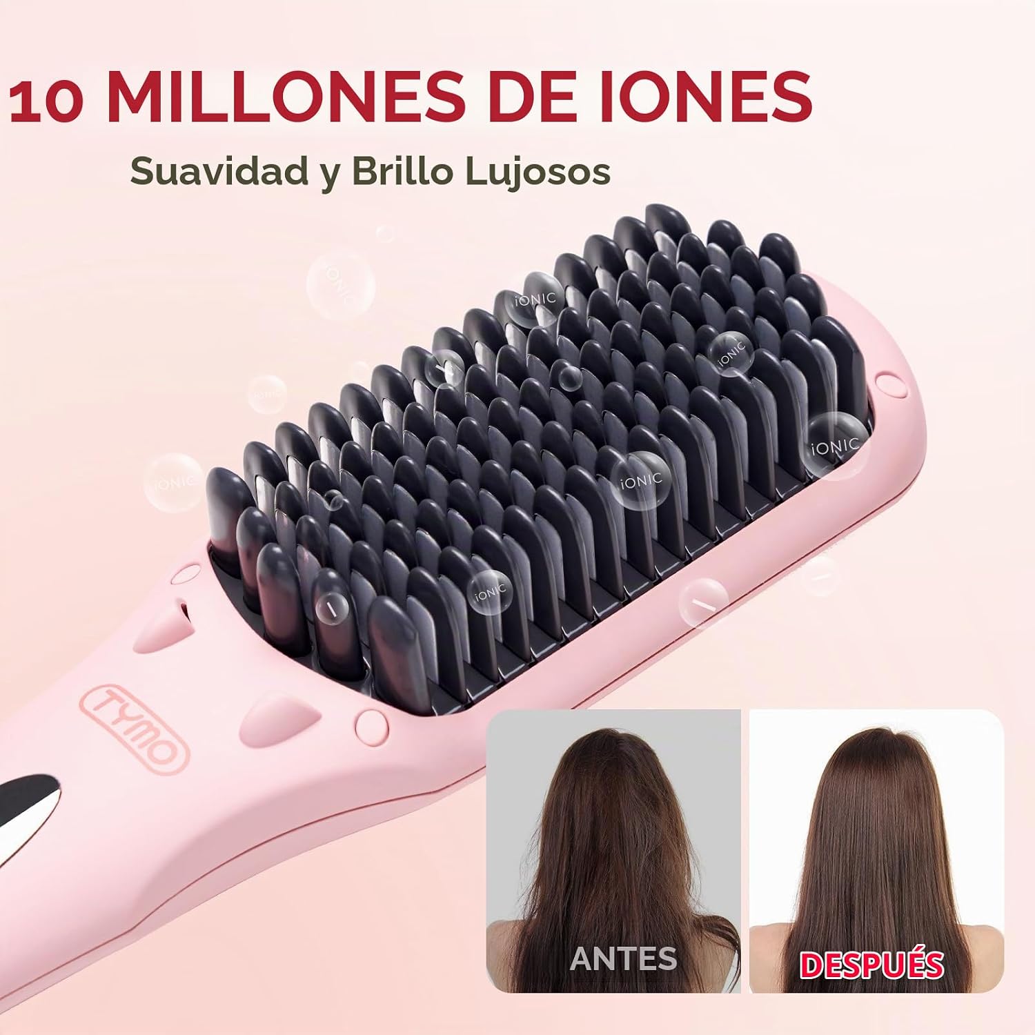 TYMO Cepillo Alisador Iónico de Pelo - Peine Alisador con 10M de Io...