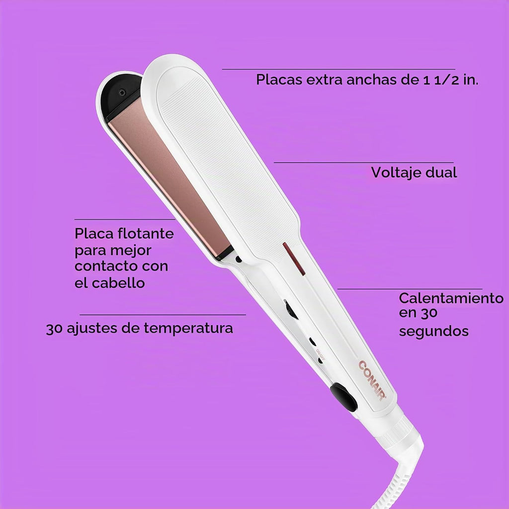 Conair - Plancha de cerámica doble, plancha plana de 1½ pulgadas, 5...