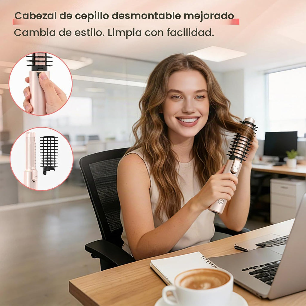 Otichannel Cepillo de rizador de pelo inalámbrico, rizador de pelo...