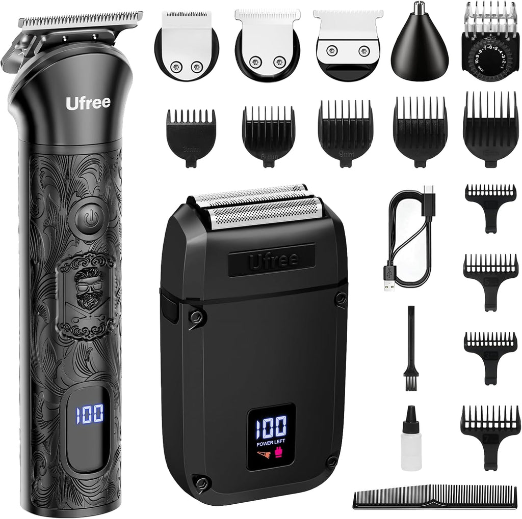Ufree Recortadora de barba para hombres, afeitadora eléctrica de lá...