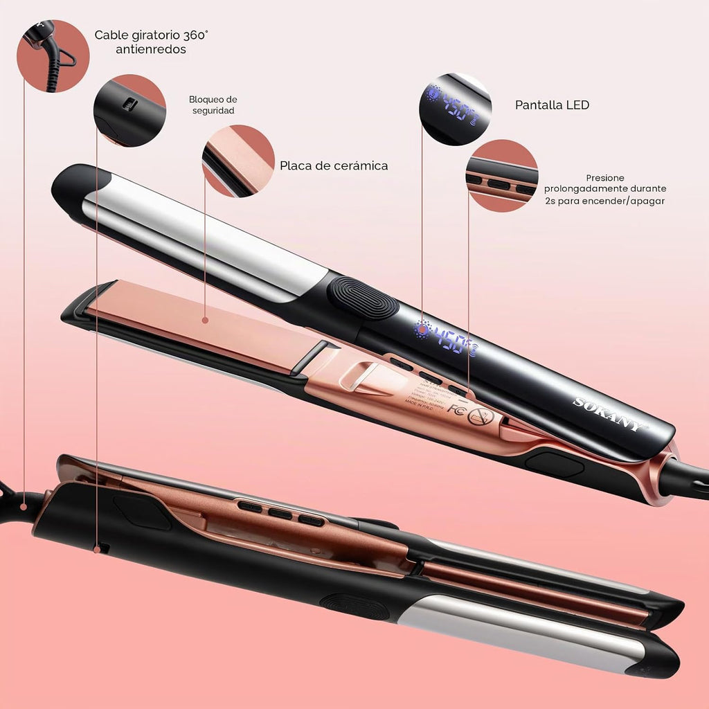SOKANY Plancha de 1 Pulgada para Cabello Alisadora y Rizador de Tit...